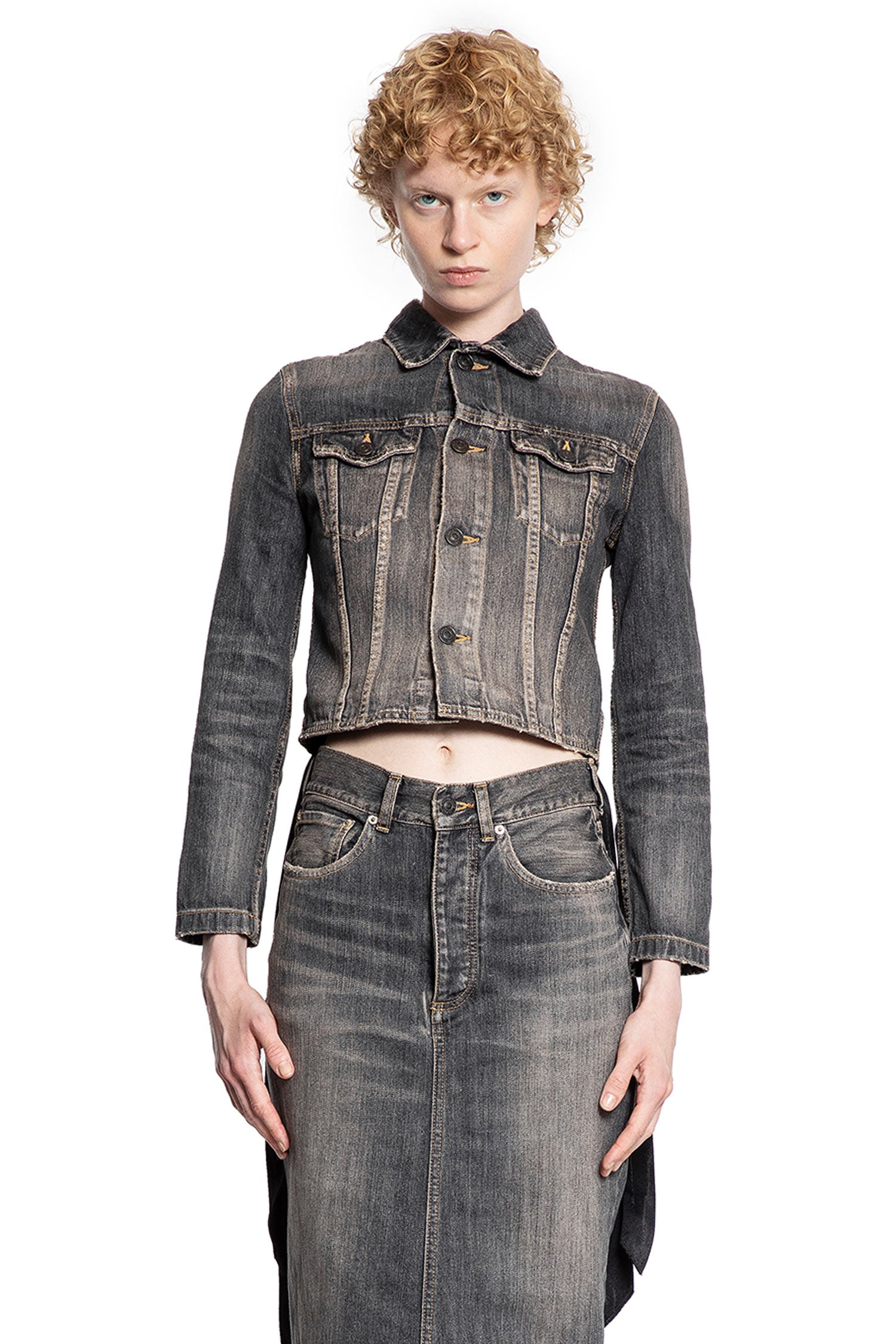 Lace-Up Jacket in Denim - Antonioli.eu
