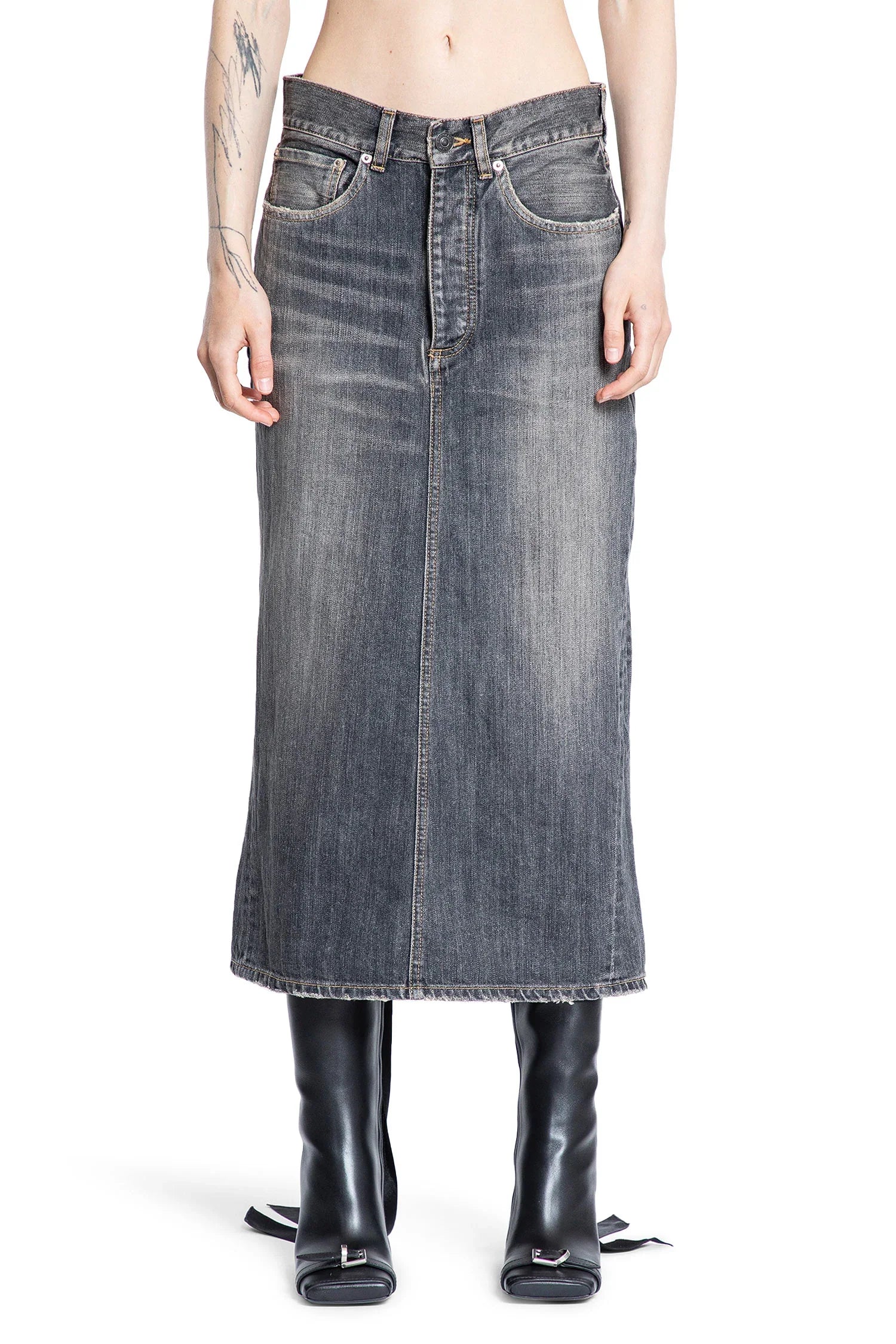 Lace-Up Skirt in Denim - Antonioli.eu