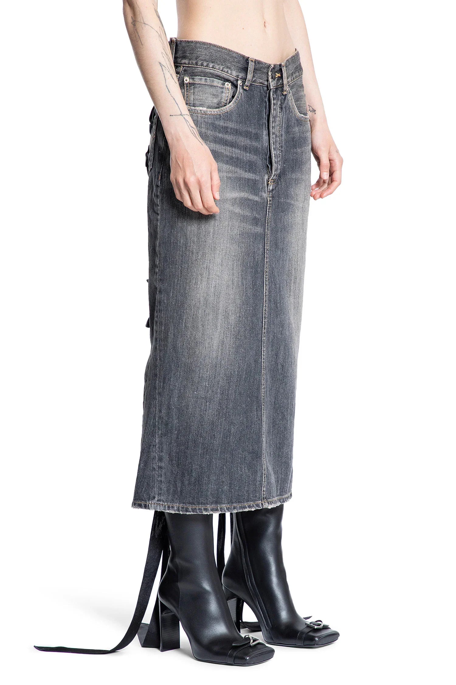 Lace-Up Skirt in Denim - Antonioli.eu