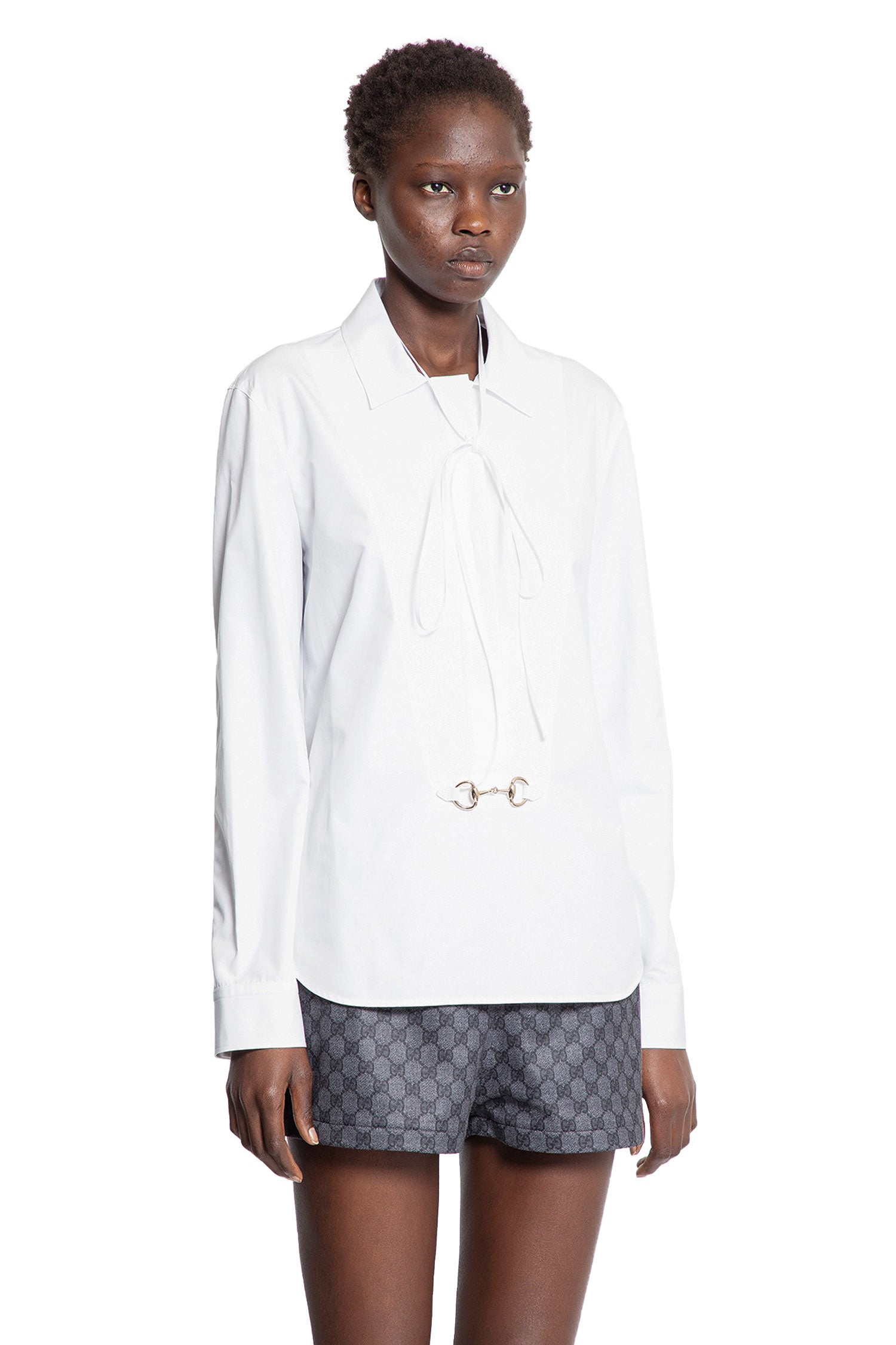 Cotton Poplin Horsebit Shirt - Antonioli.eu