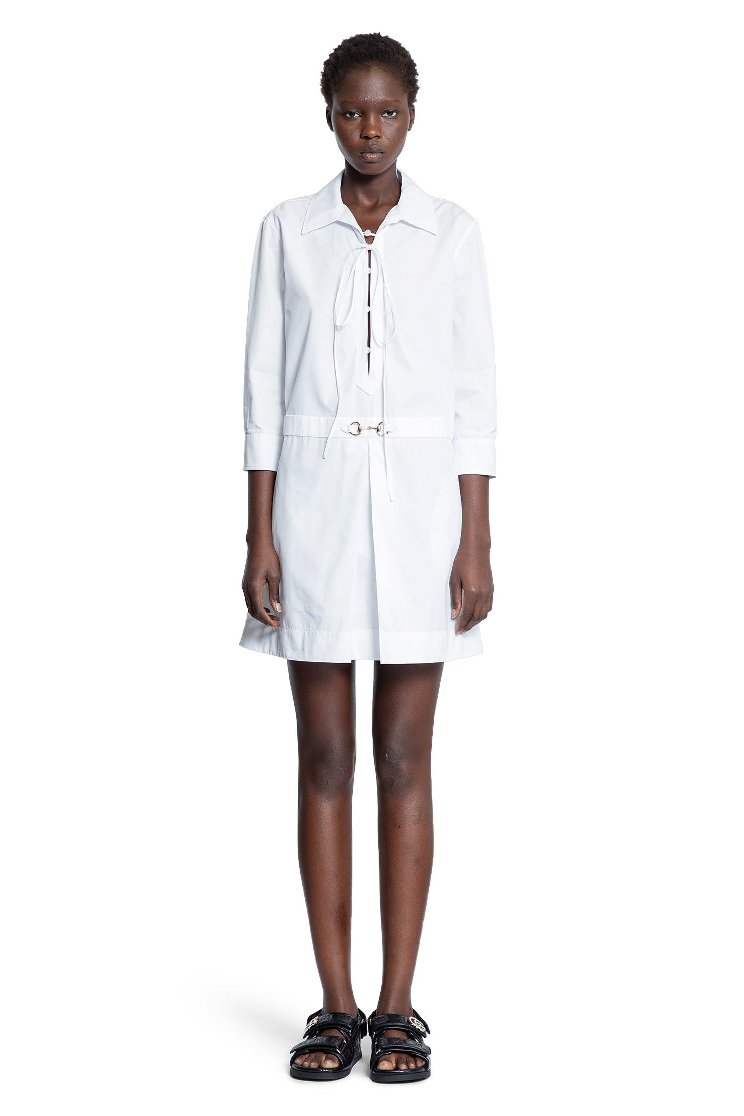 Cotton Poplin Horsebit Shirt Dress - Antonioli.eu