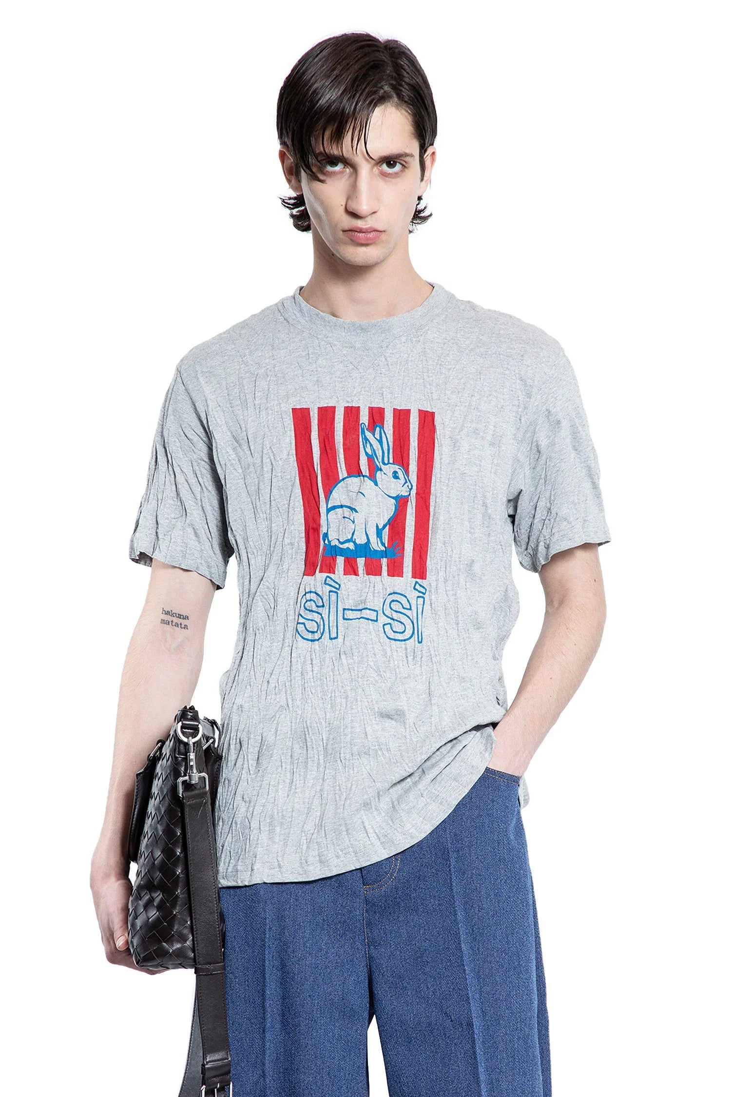 Crushed Cotton Printed Jersey T-Shirt - Antonioli.eu