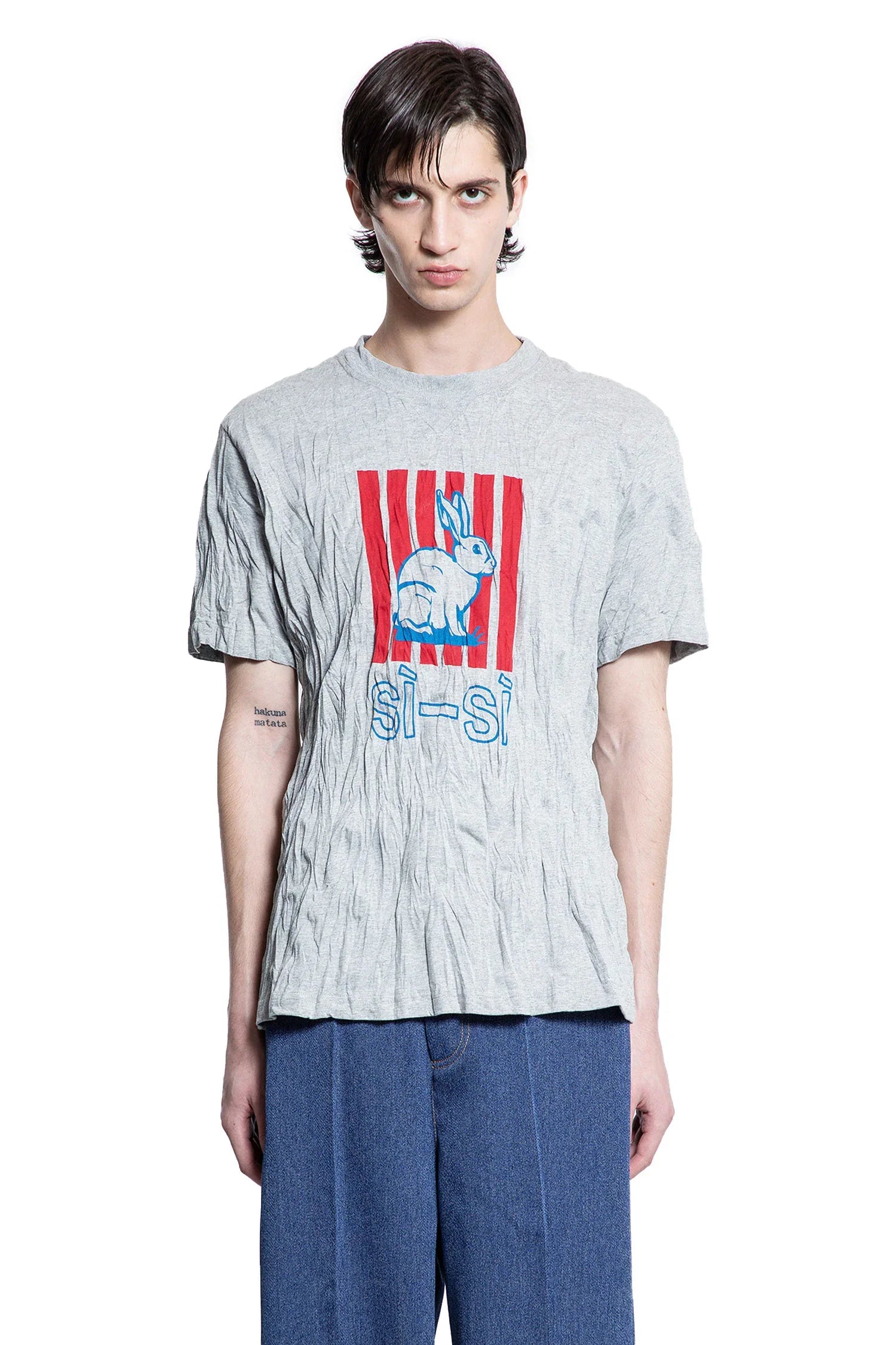 Crushed Cotton Printed Jersey T-Shirt - Antonioli.eu