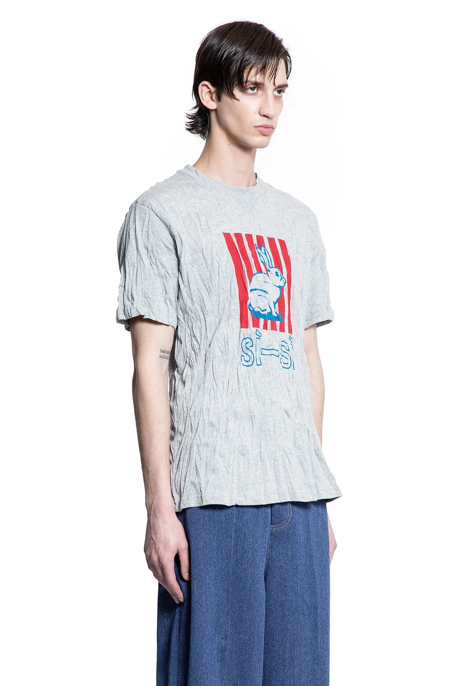 Crushed Cotton Printed Jersey T-Shirt - Antonioli.eu