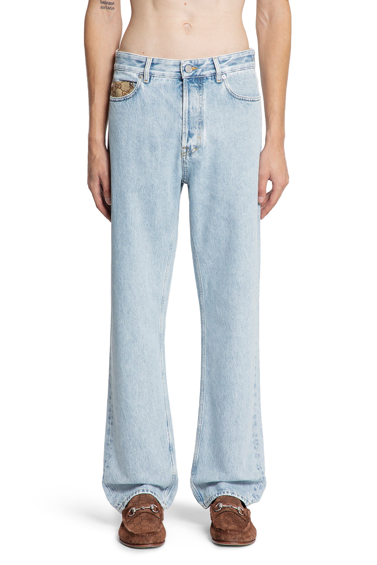 Denim and GG Canvas 5 Pocket Jeans