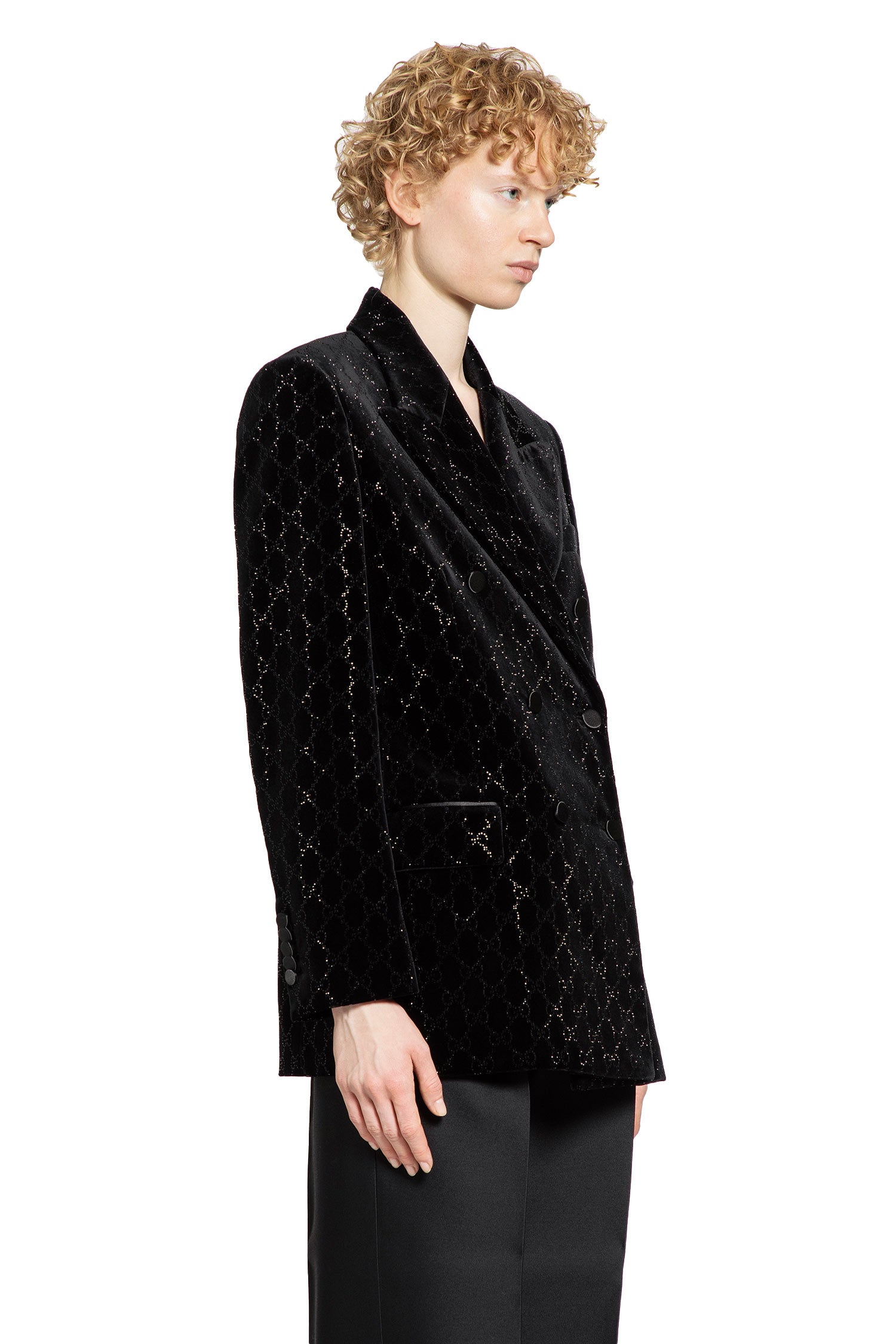 Double-Breasted Blazer in Velvet