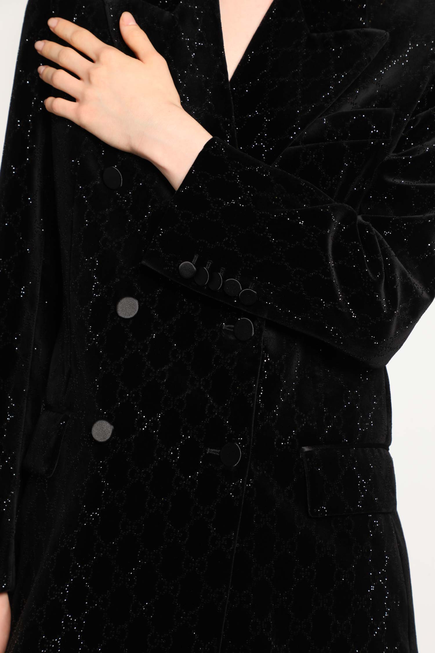 Double-Breasted Blazer in Velvet