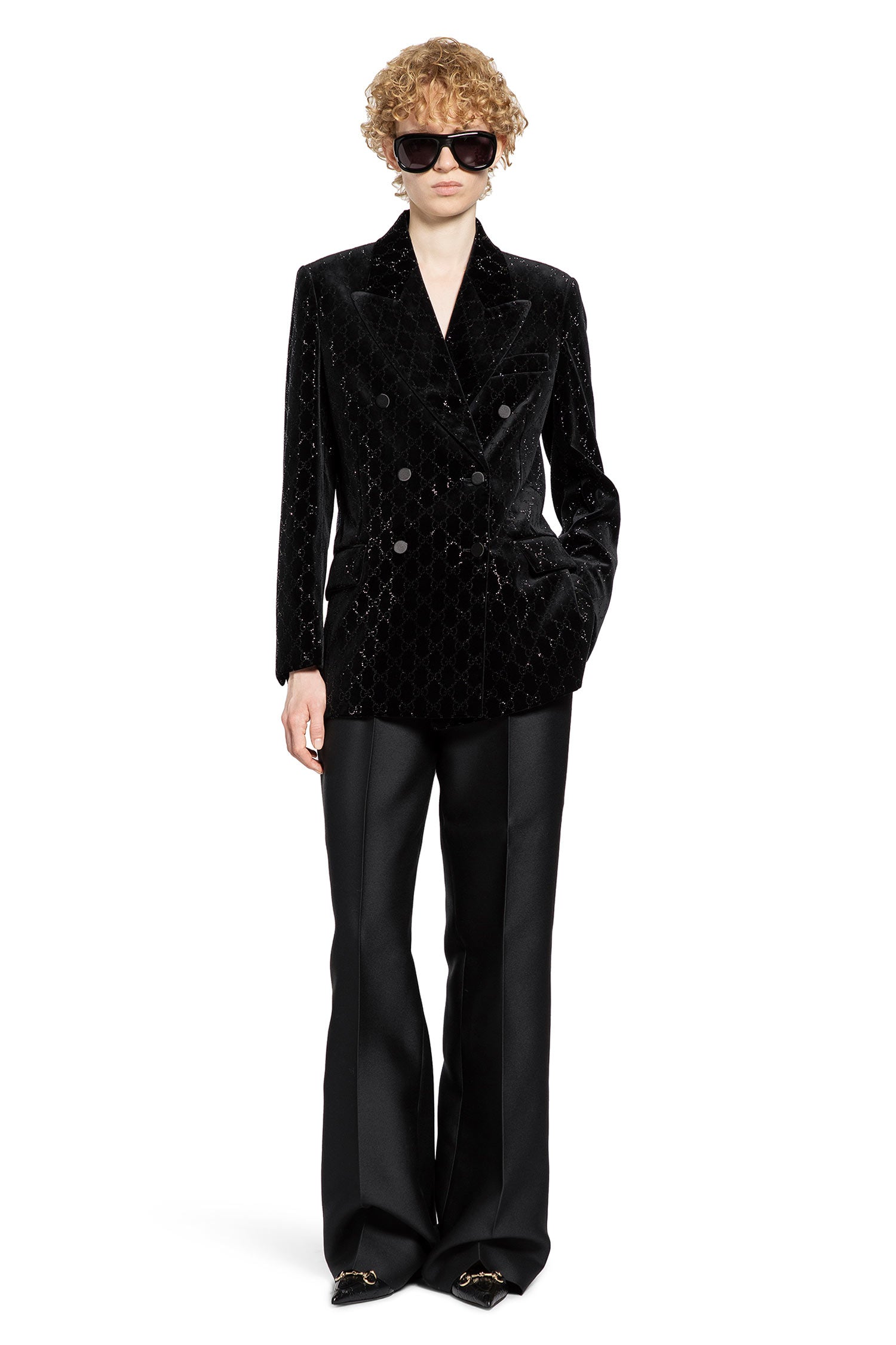 Double-Breasted Blazer in Velvet
