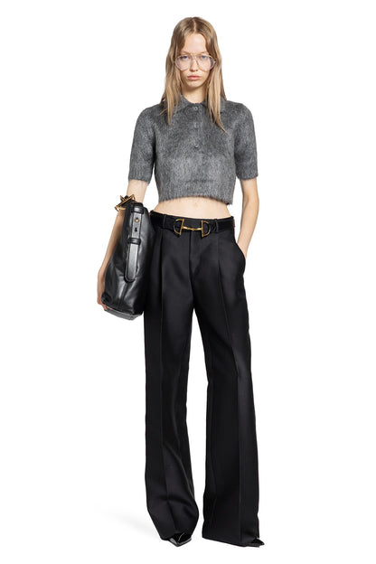 Brushed Mohair Cropped Polo Top