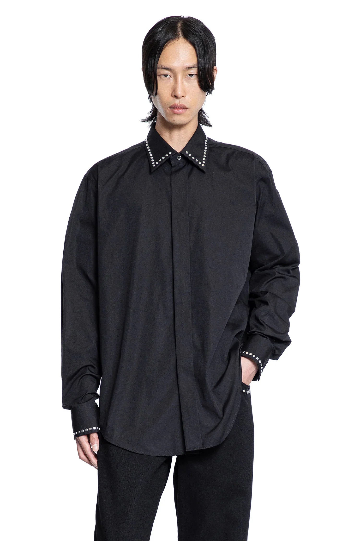 Studded Cotton Poplin Shirt - Antonioli.eu