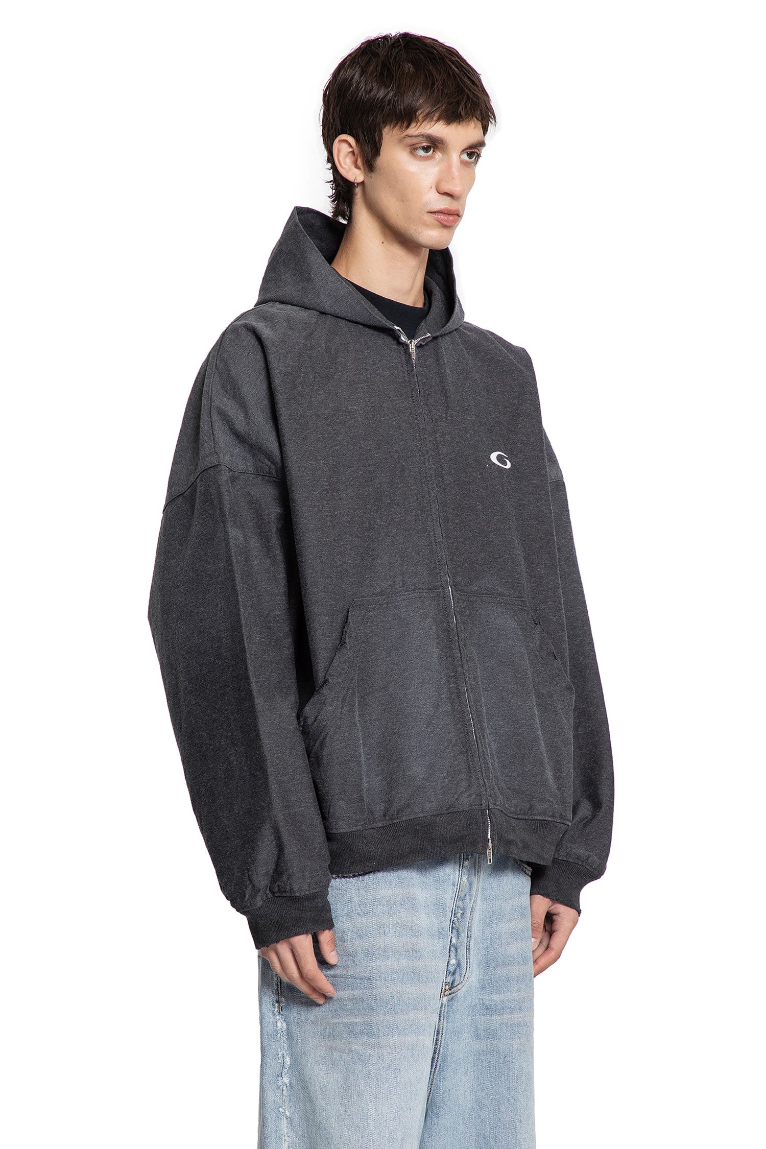 Trompe L'Oeil Hoodie in Cotton Denim - Antonioli.eu