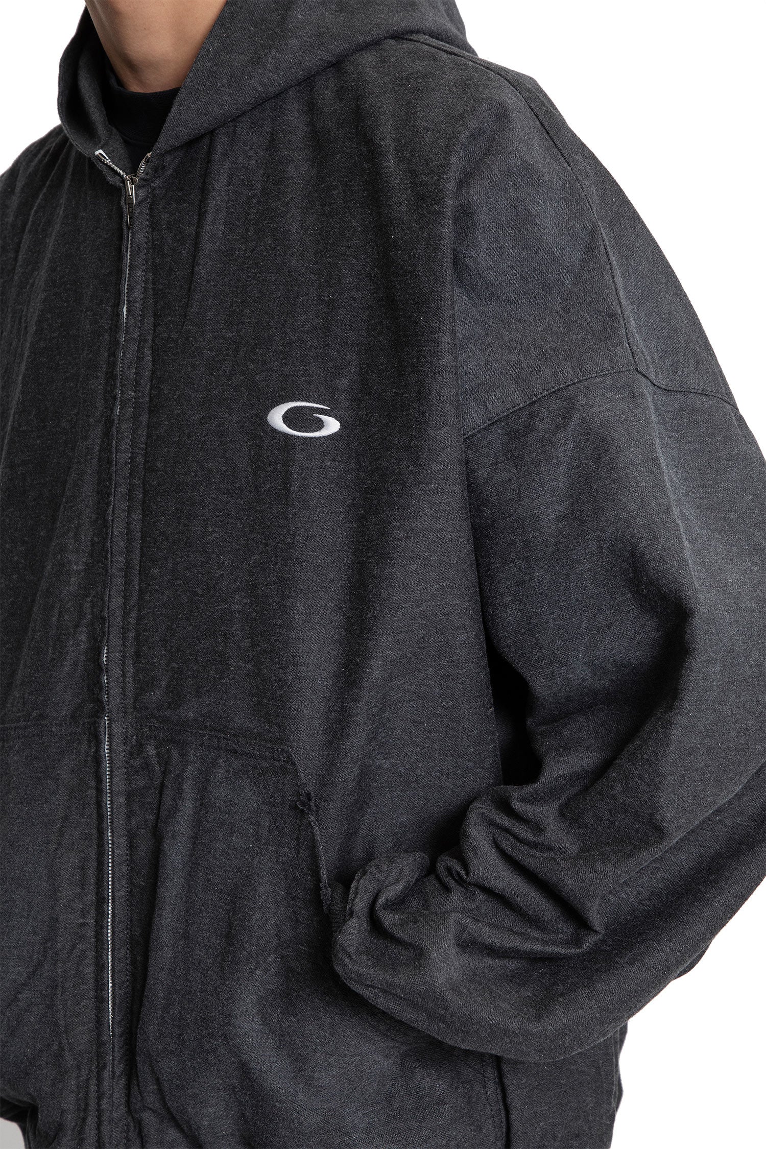 Trompe L'Oeil Hoodie in Cotton Denim - Antonioli.eu