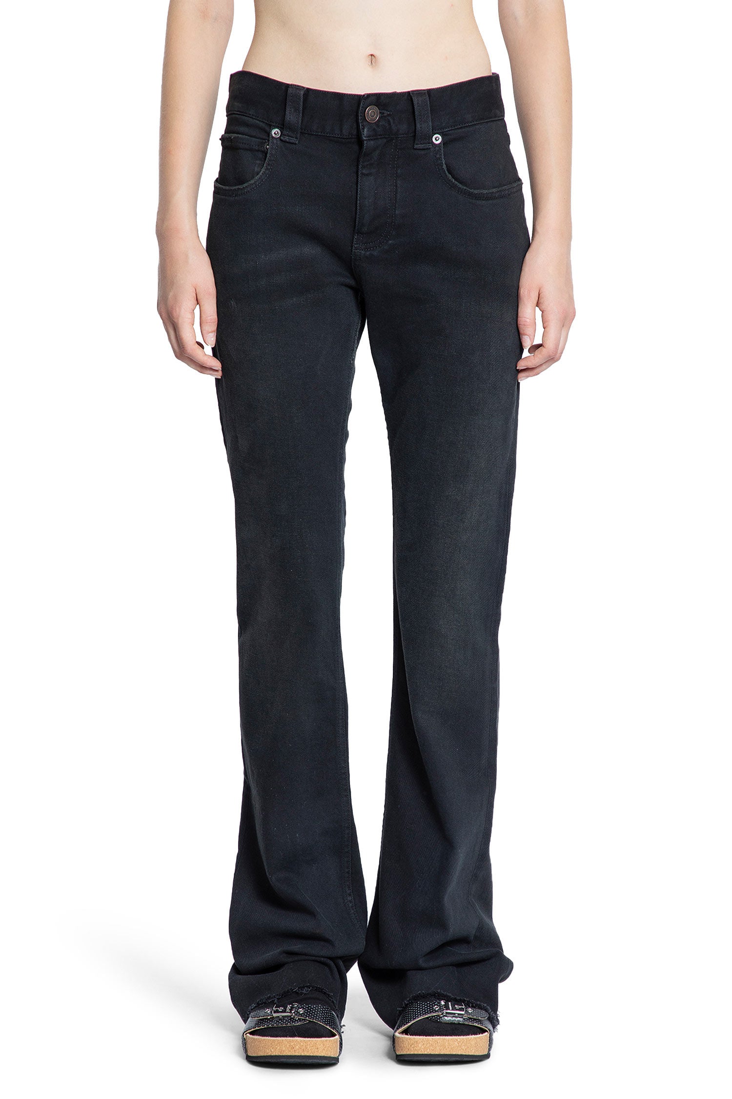 Slim Fit Bootcut Pants in Cotton Denim