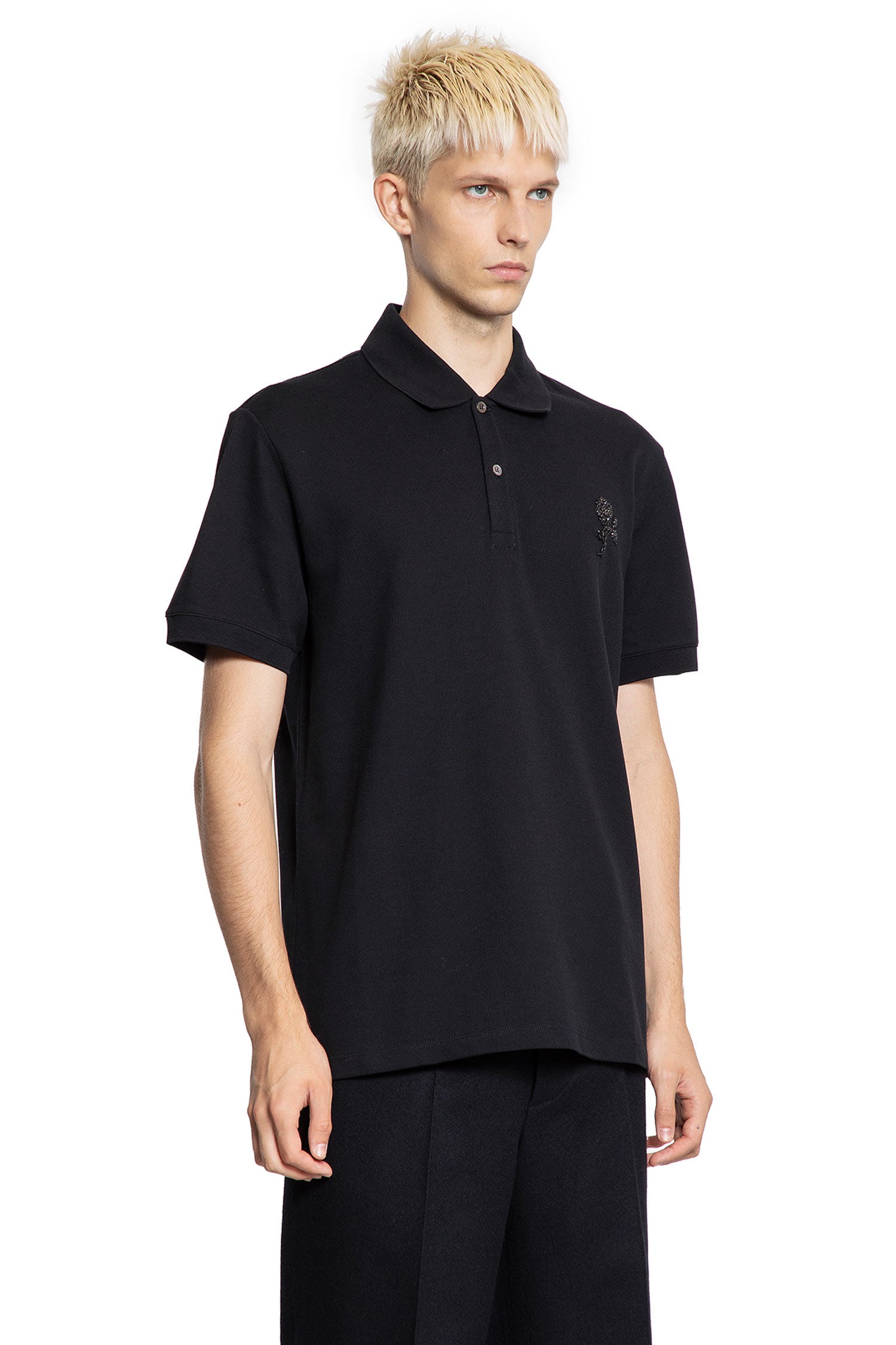 Rose Embroidery Piqué Polo Shirt - Antonioli.eu