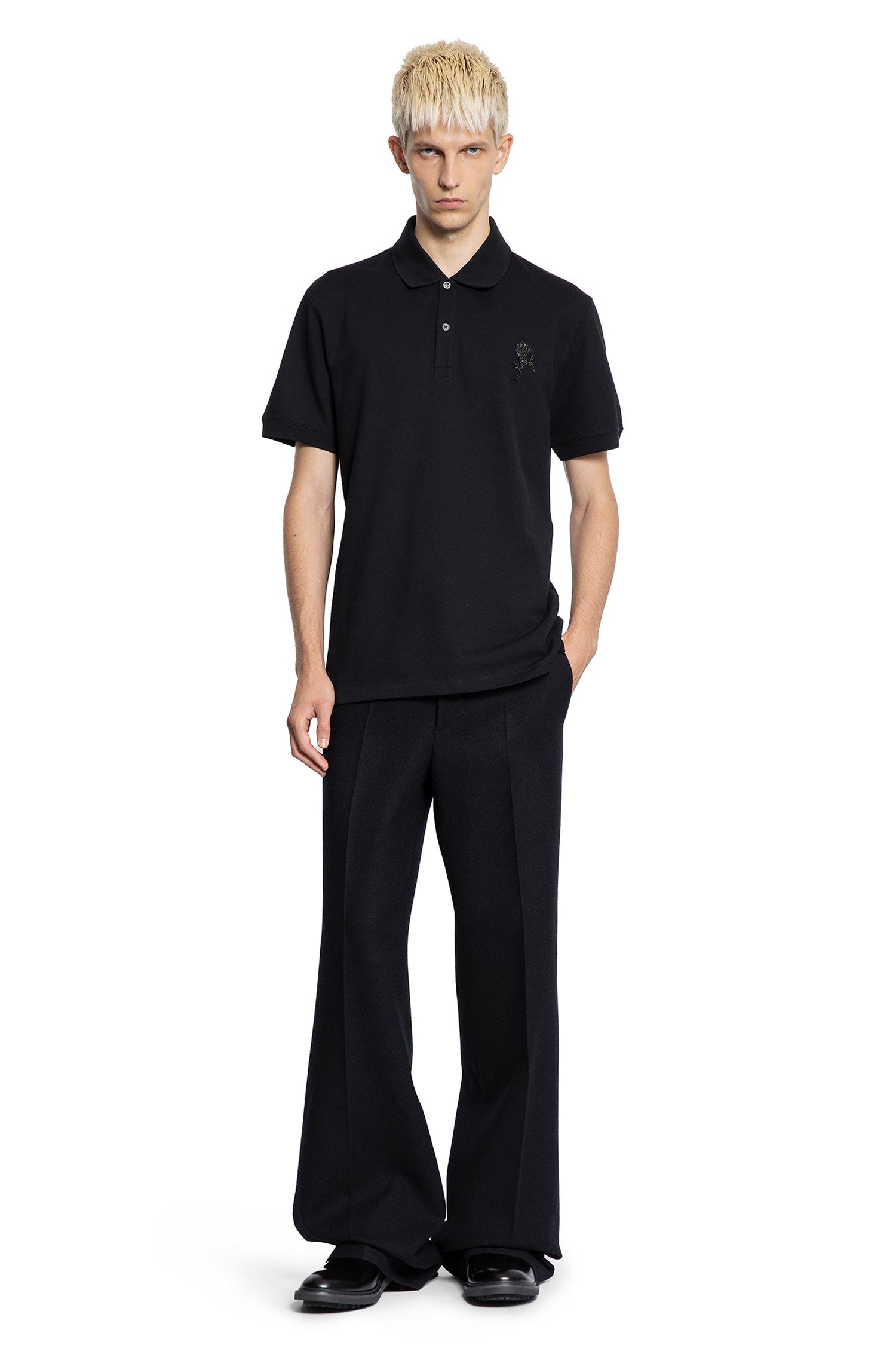 Rose Embroidery Piqué Polo Shirt - Antonioli.eu