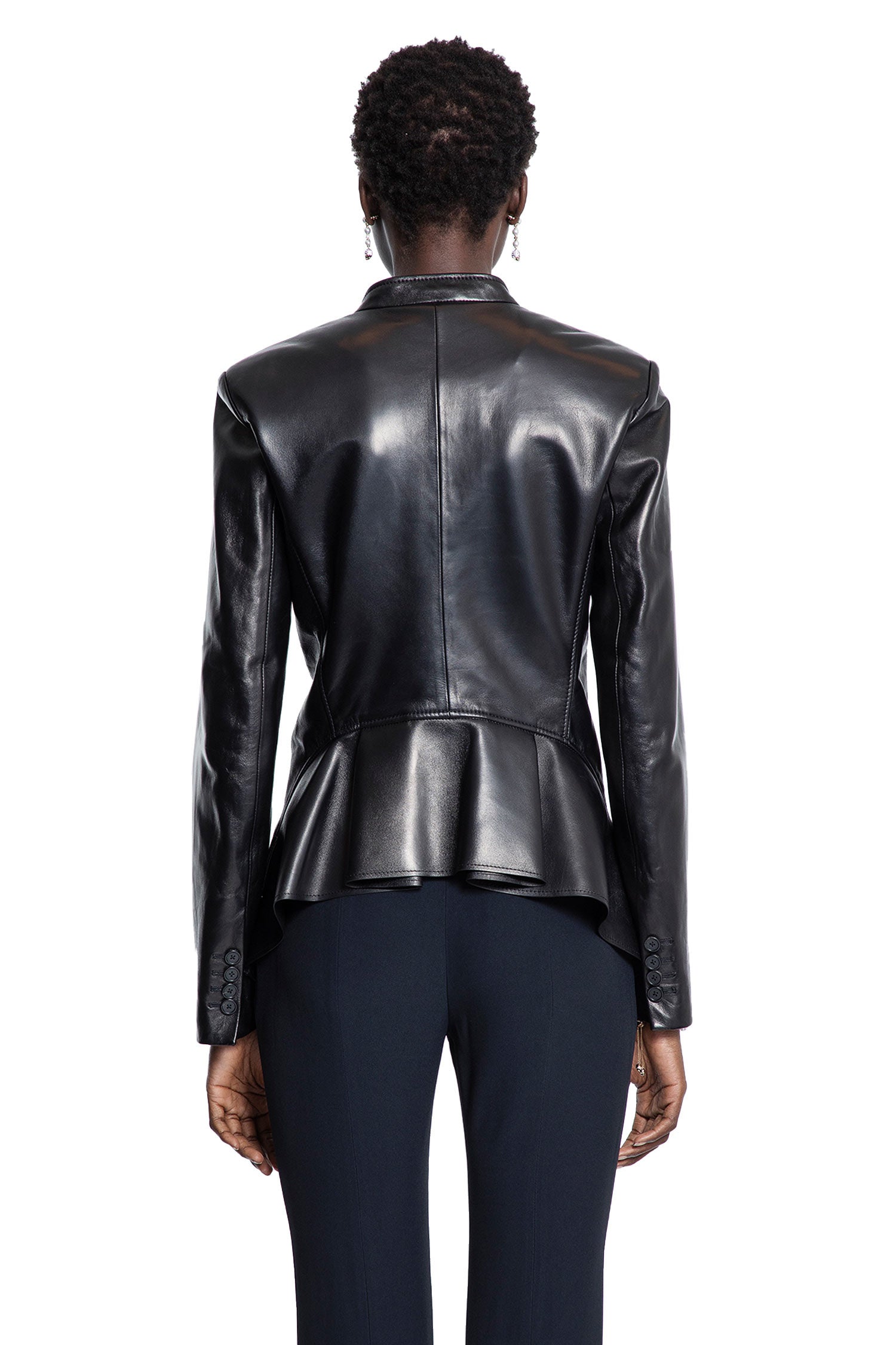 Peplum Tailored Leather Blazer