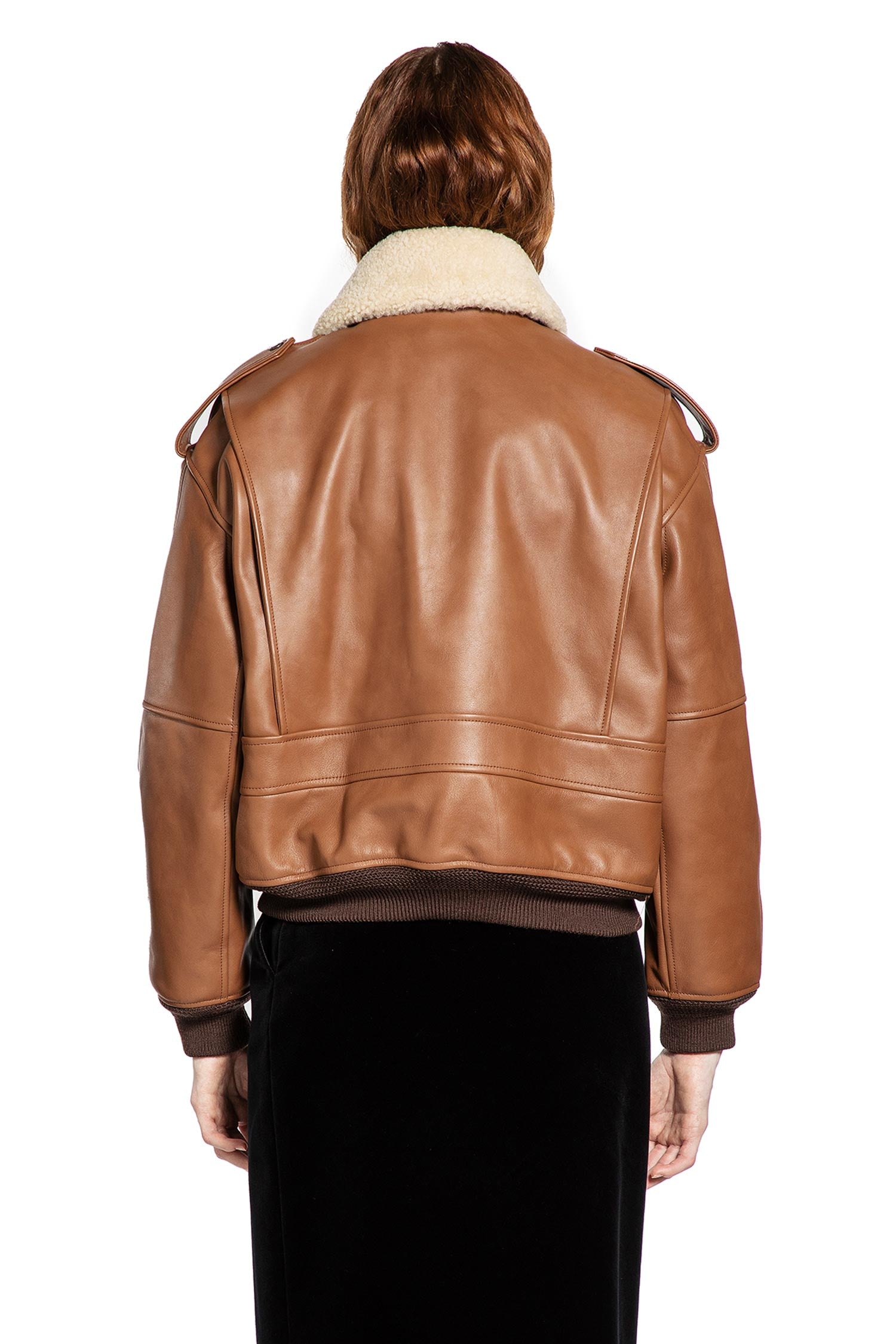 Bomber in Grained Leather and Shearling
