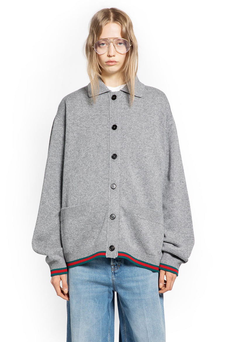 Wool Cashmere Cardigan with Web