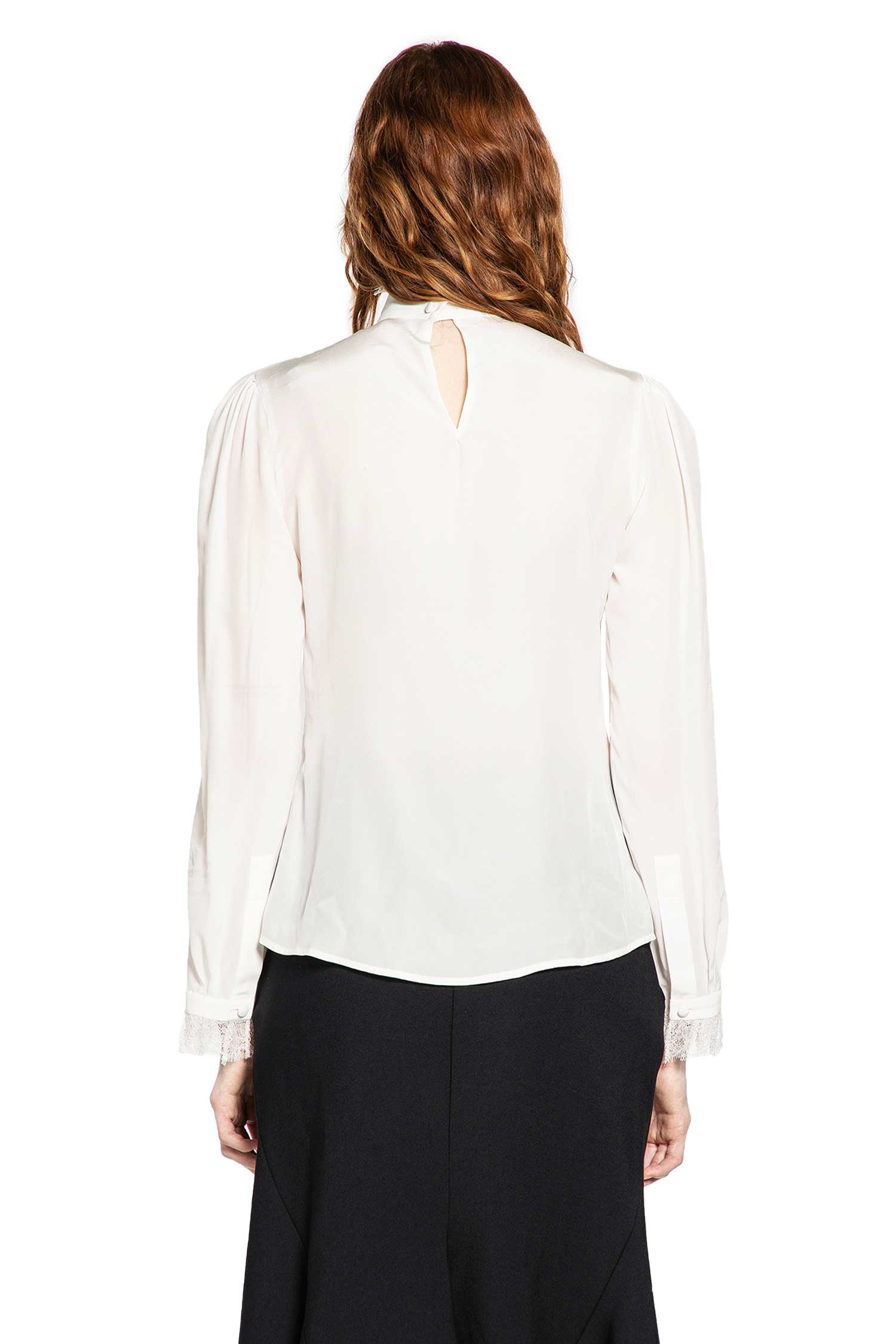 Crêpe De Chine and Lace Turtleneck Top