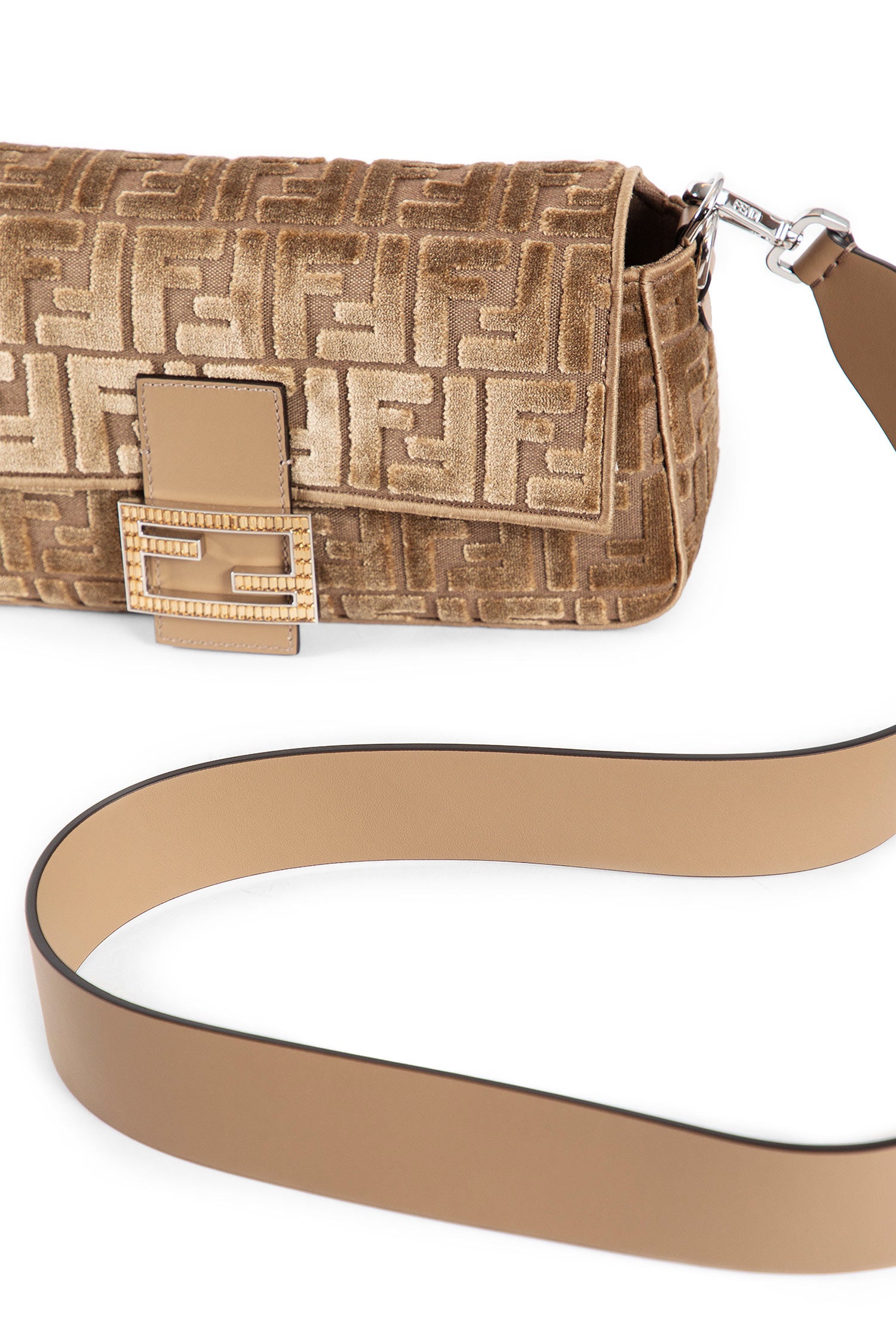 Medium FF Velvet Baguette Bag