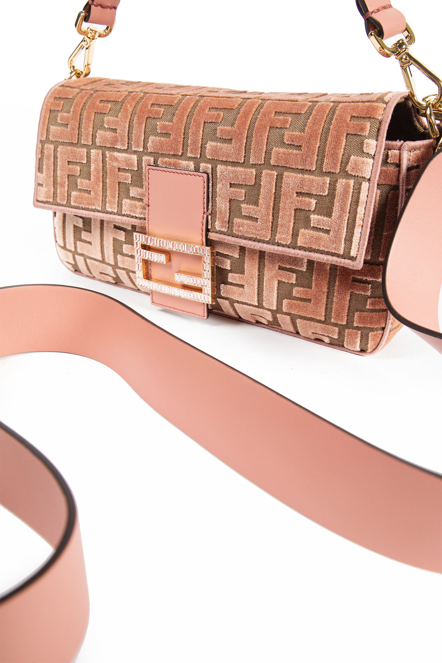 FF Jacquard Velvet Baguette Bag