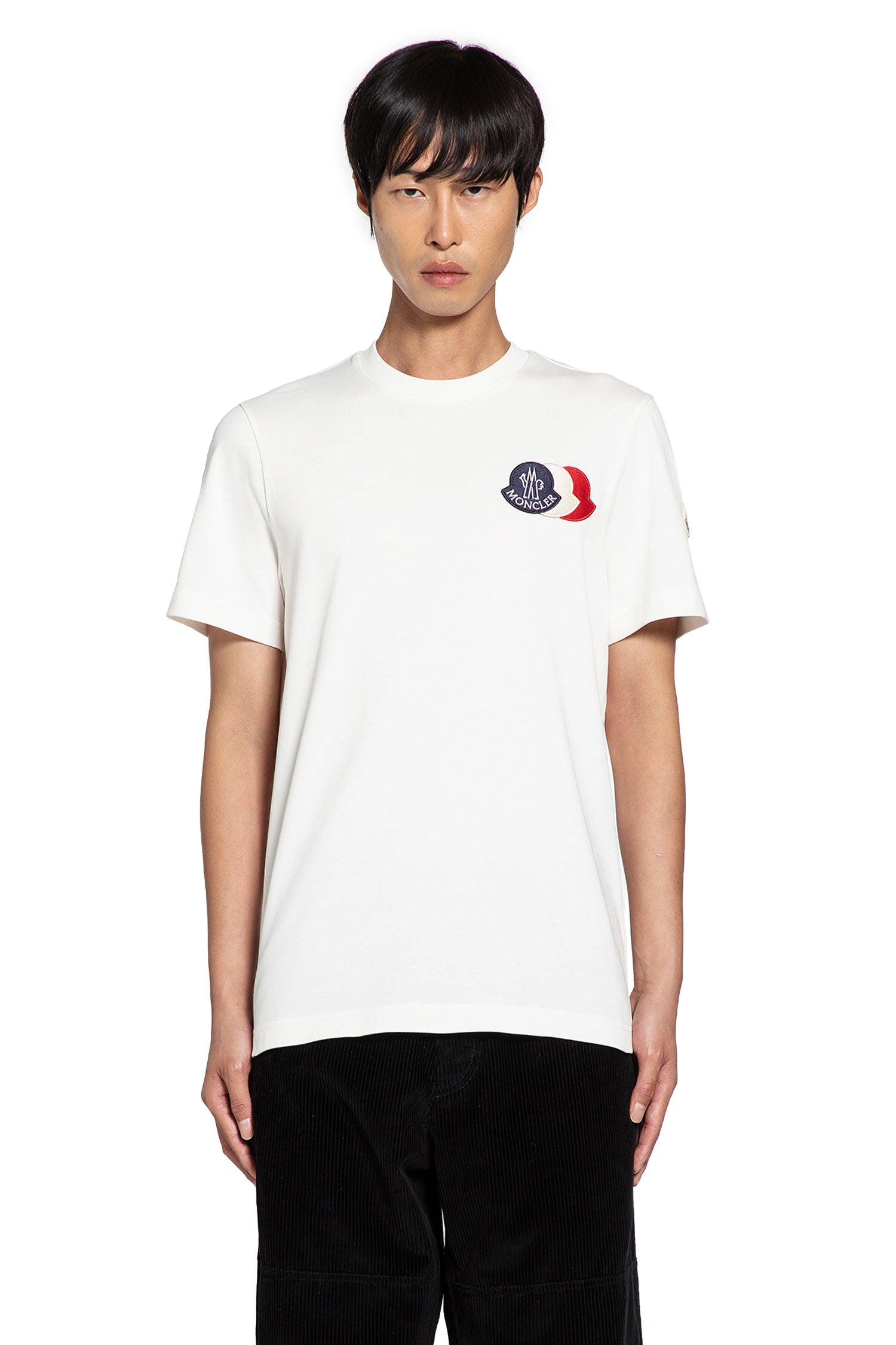 Embroidered Tricolour Logo Cotton T-Shirt