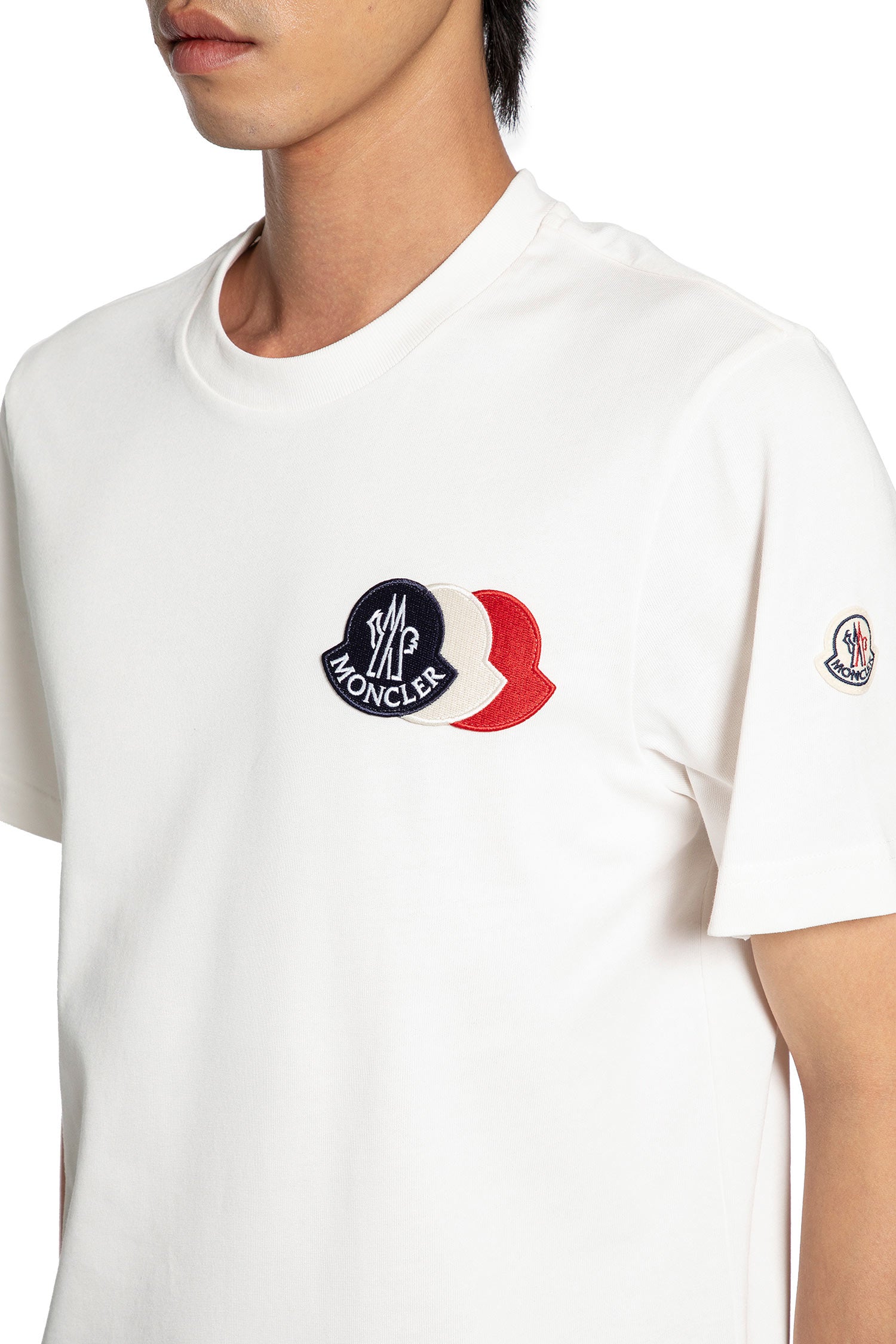 Embroidered Tricolour Logo Cotton T-Shirt