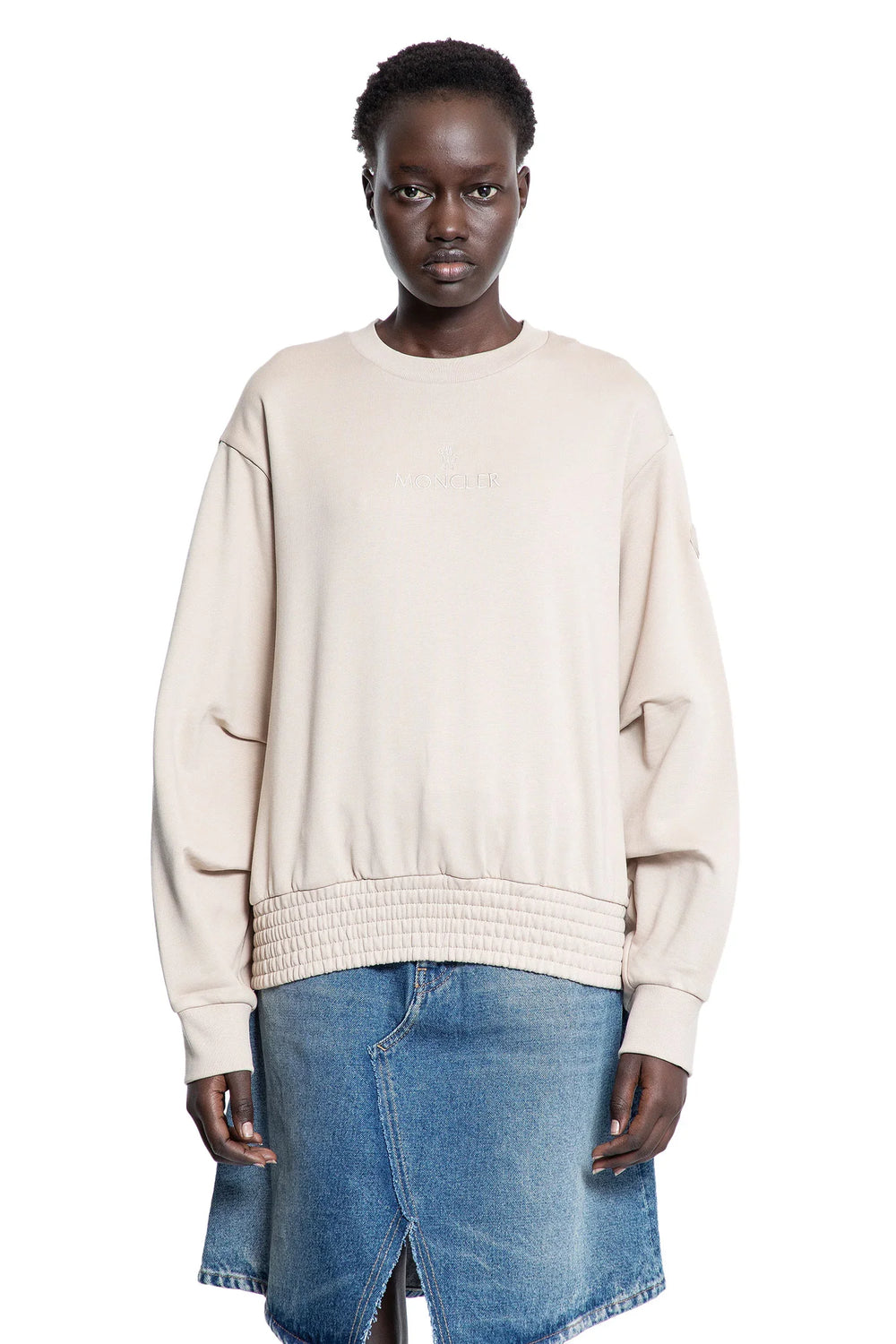 Pleated Sleeve Cotton Sweatshirt - Antonioli.eu