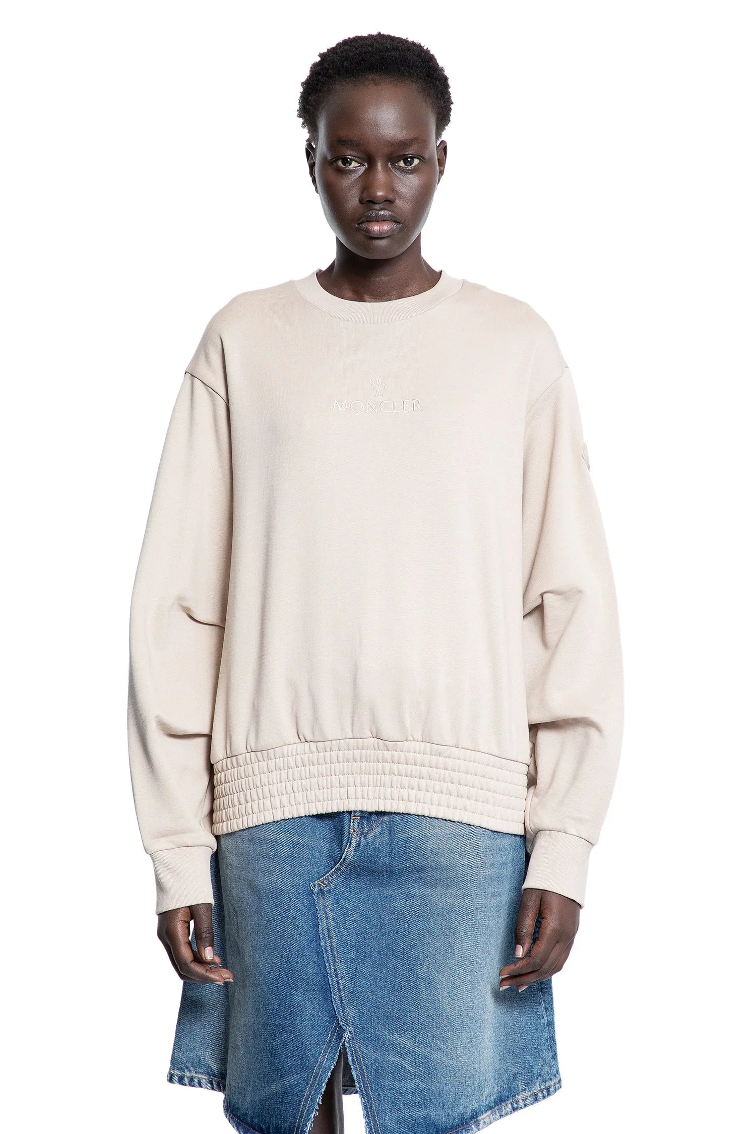 Pleated Sleeve Cotton Sweatshirt - Antonioli.eu