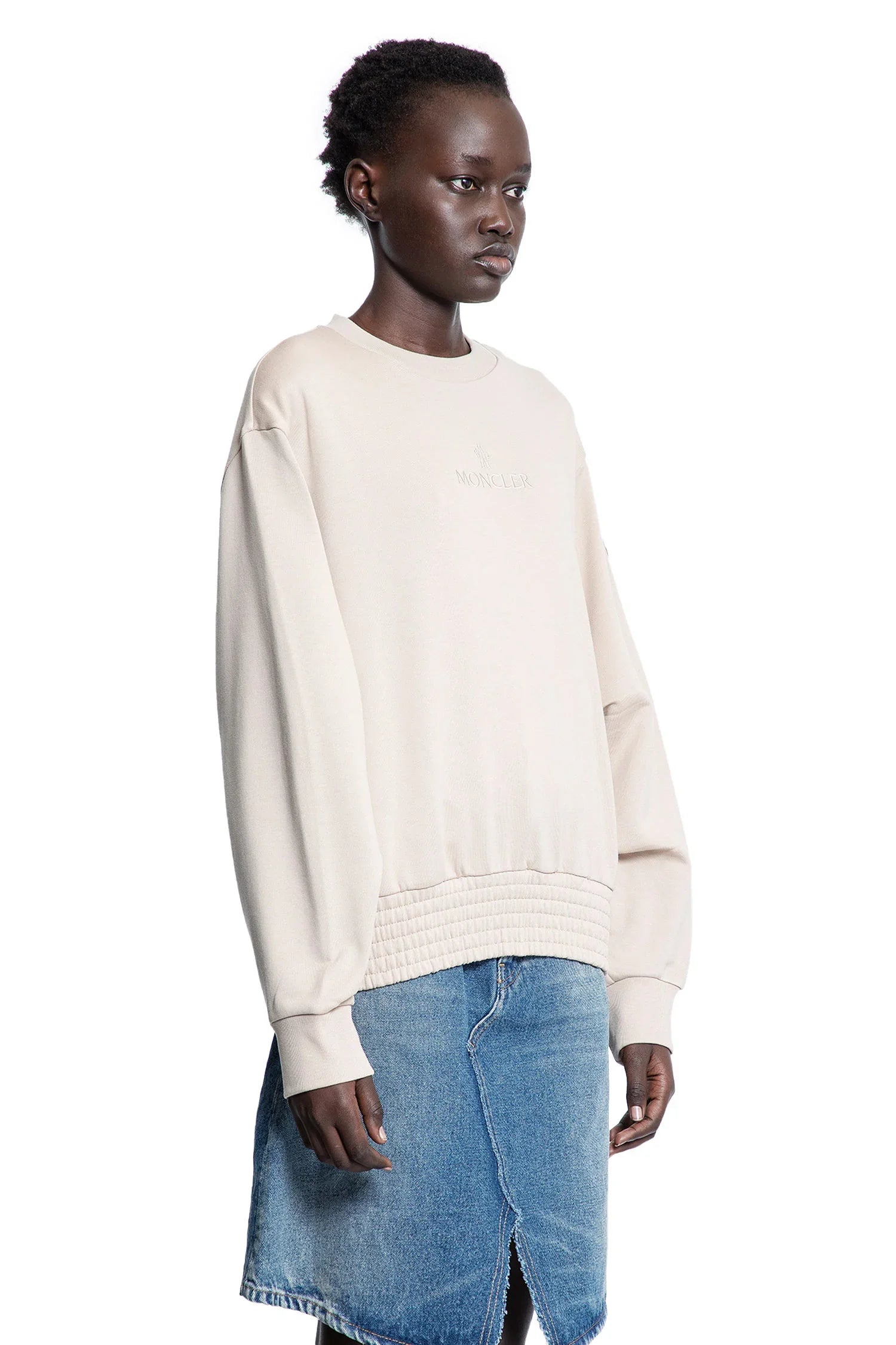 Pleated Sleeve Cotton Sweatshirt - Antonioli.eu