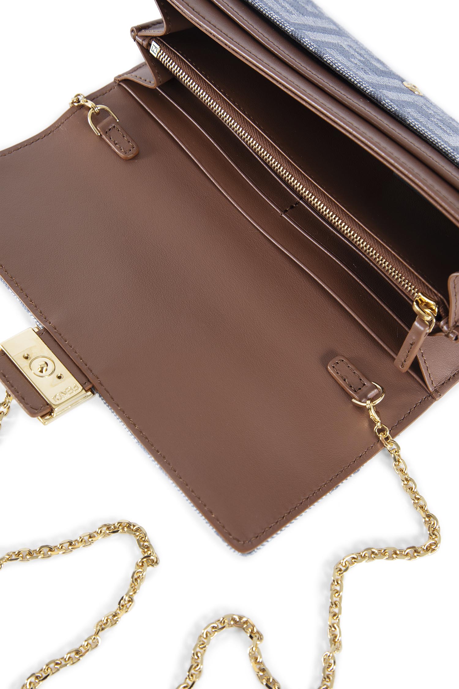FF Denim-Effect Baguette Chain Wallet