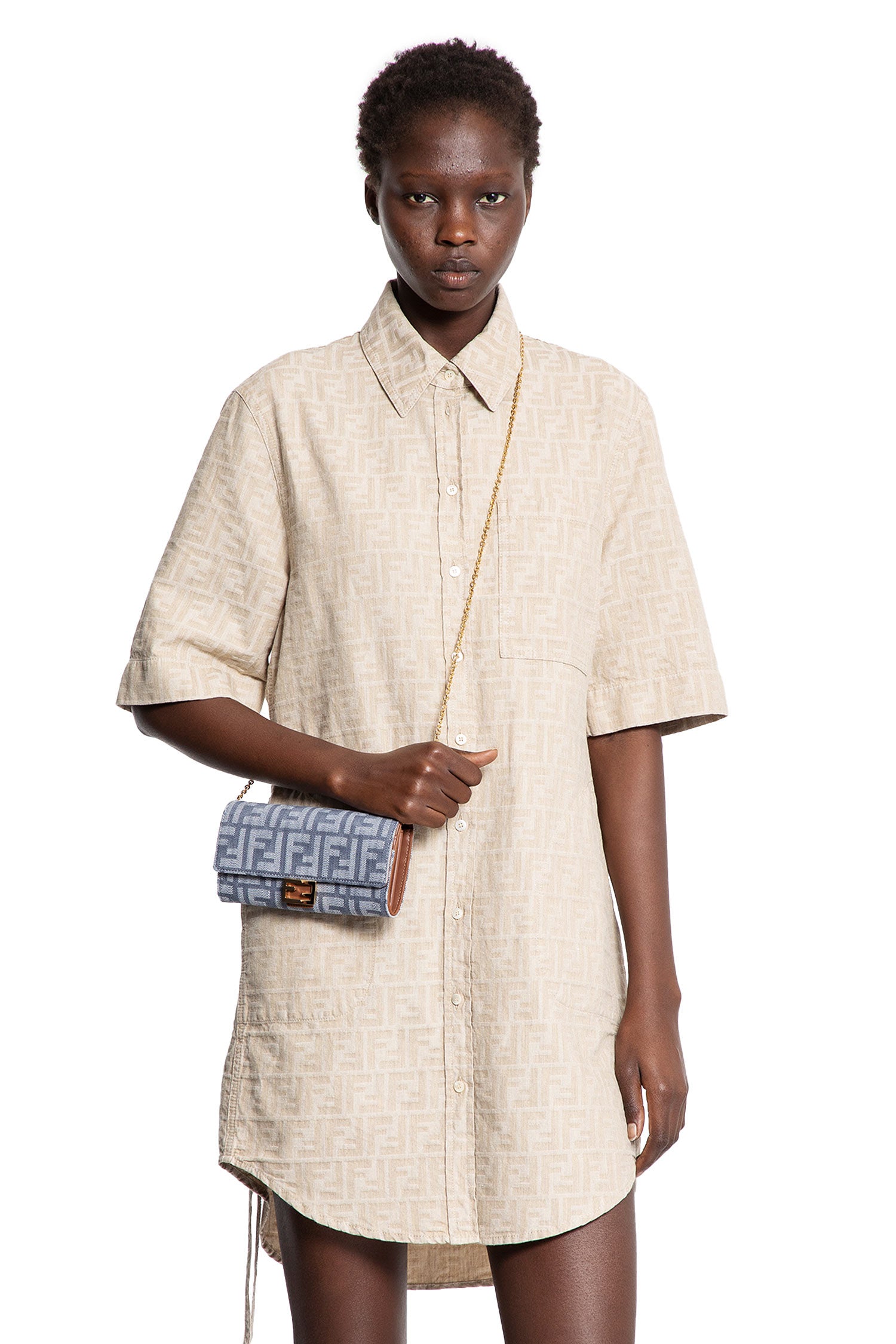 FF Denim-Effect Baguette Chain Wallet - Antonioli.eu