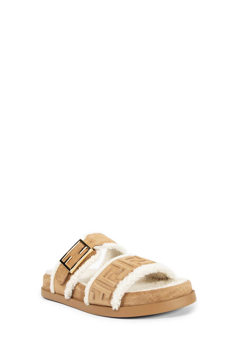 FF Suede and Shearling sandals