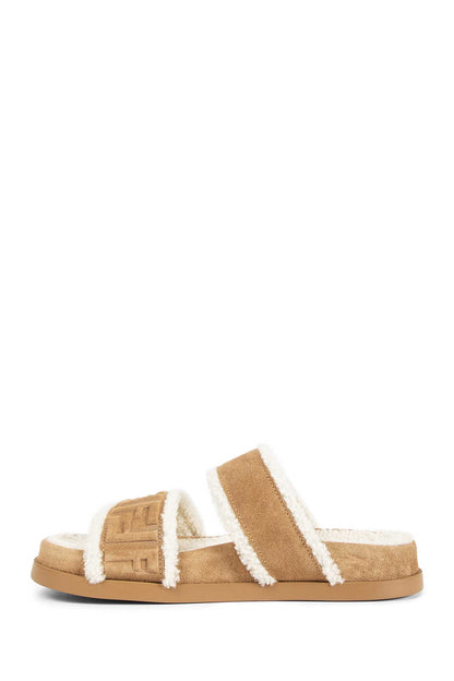FF Suede and Shearling sandals