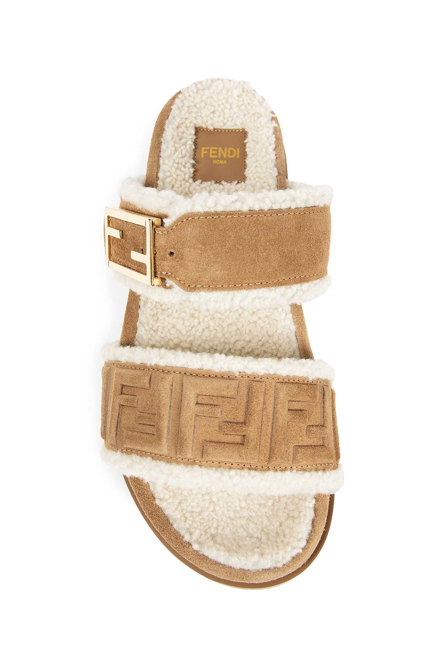 FF Suede and Shearling sandals