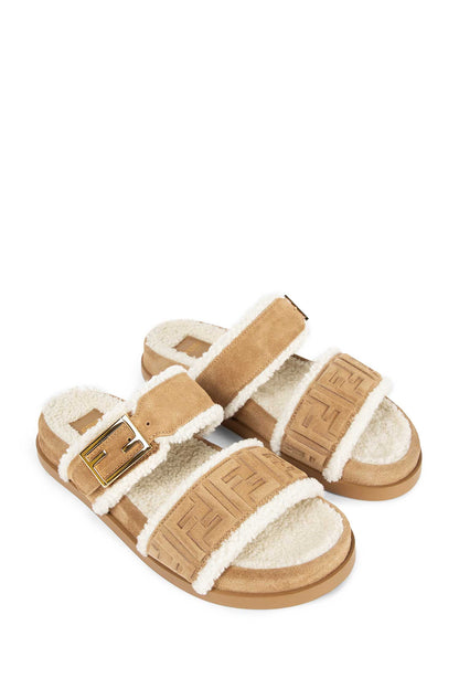 FF Suede and Shearling sandals