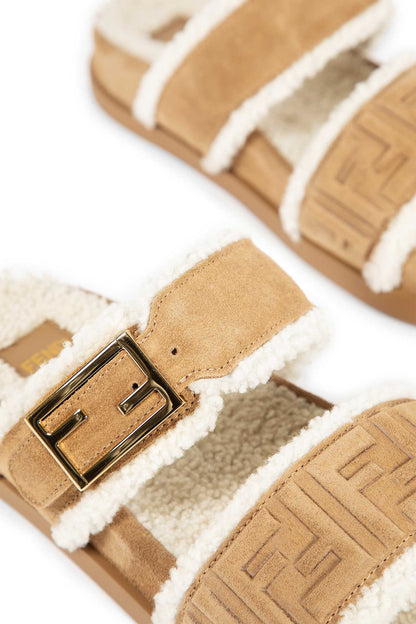 FF Suede and Shearling sandals