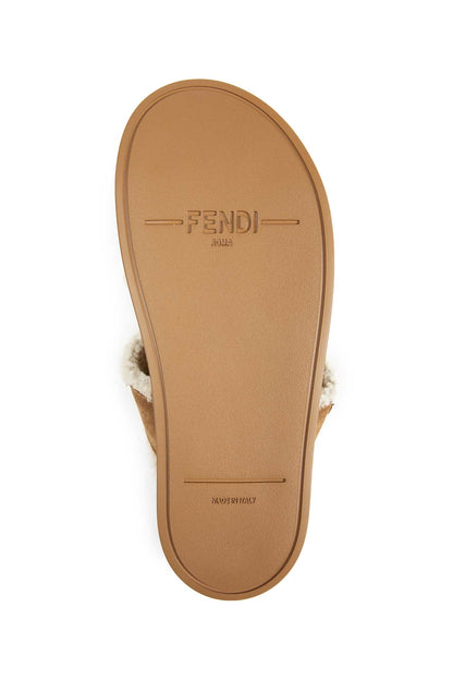 FF Suede and Shearling sandals