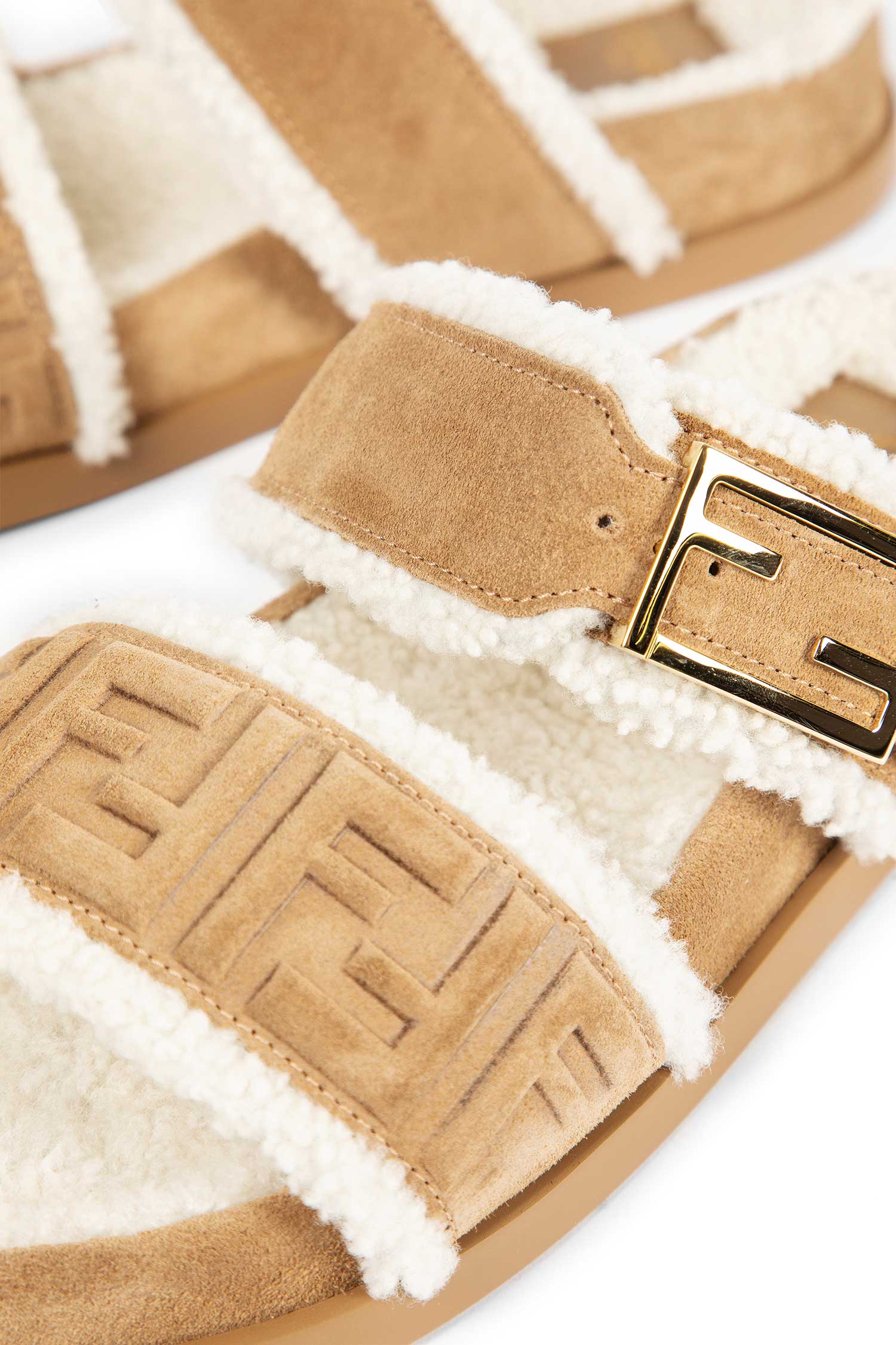 FF Suede and Shearling sandals
