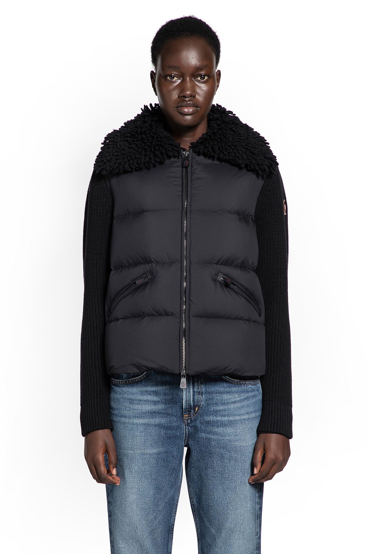 Padded Wool Zip-Up Cardigan