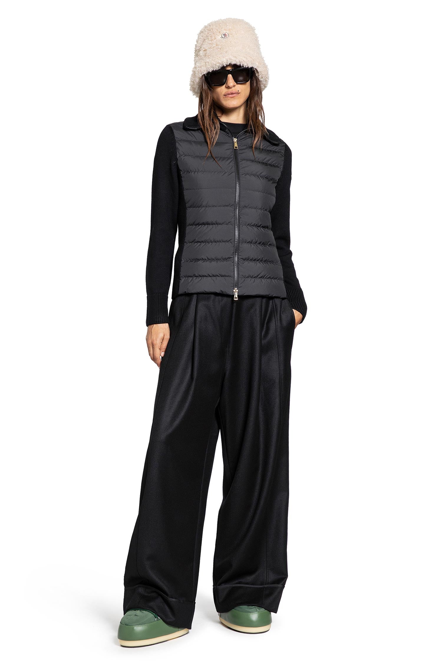 Padded Wool Zip-Up Cardigan