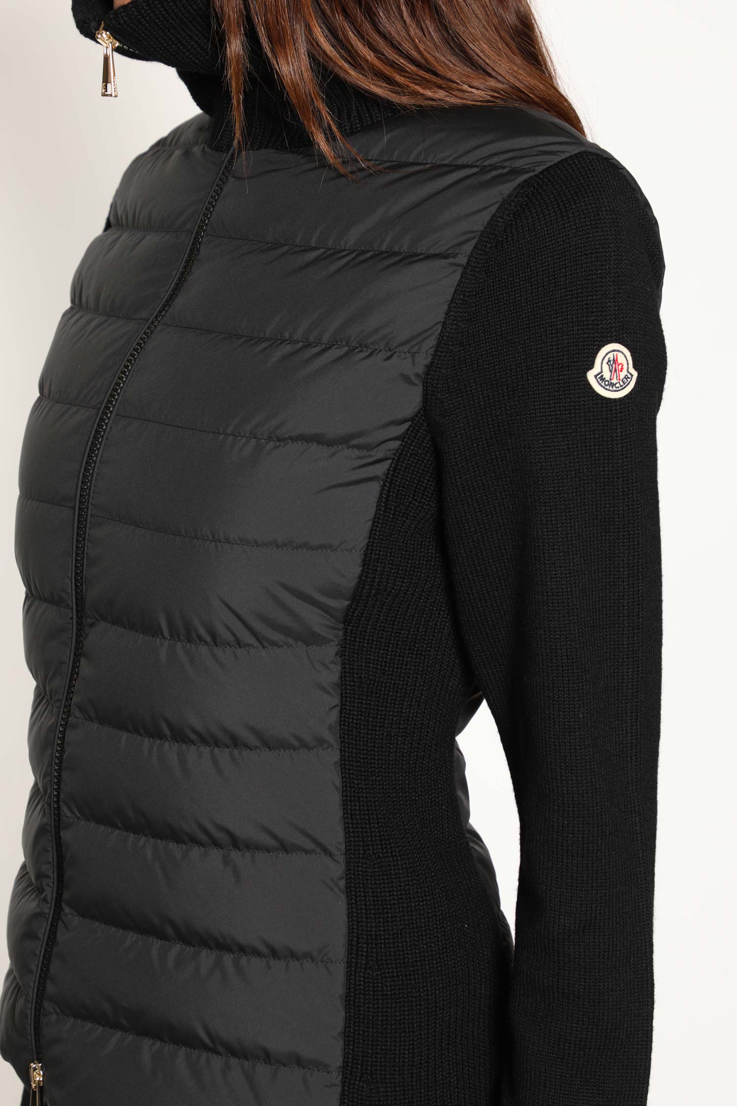 Padded Wool Zip-Up Cardigan