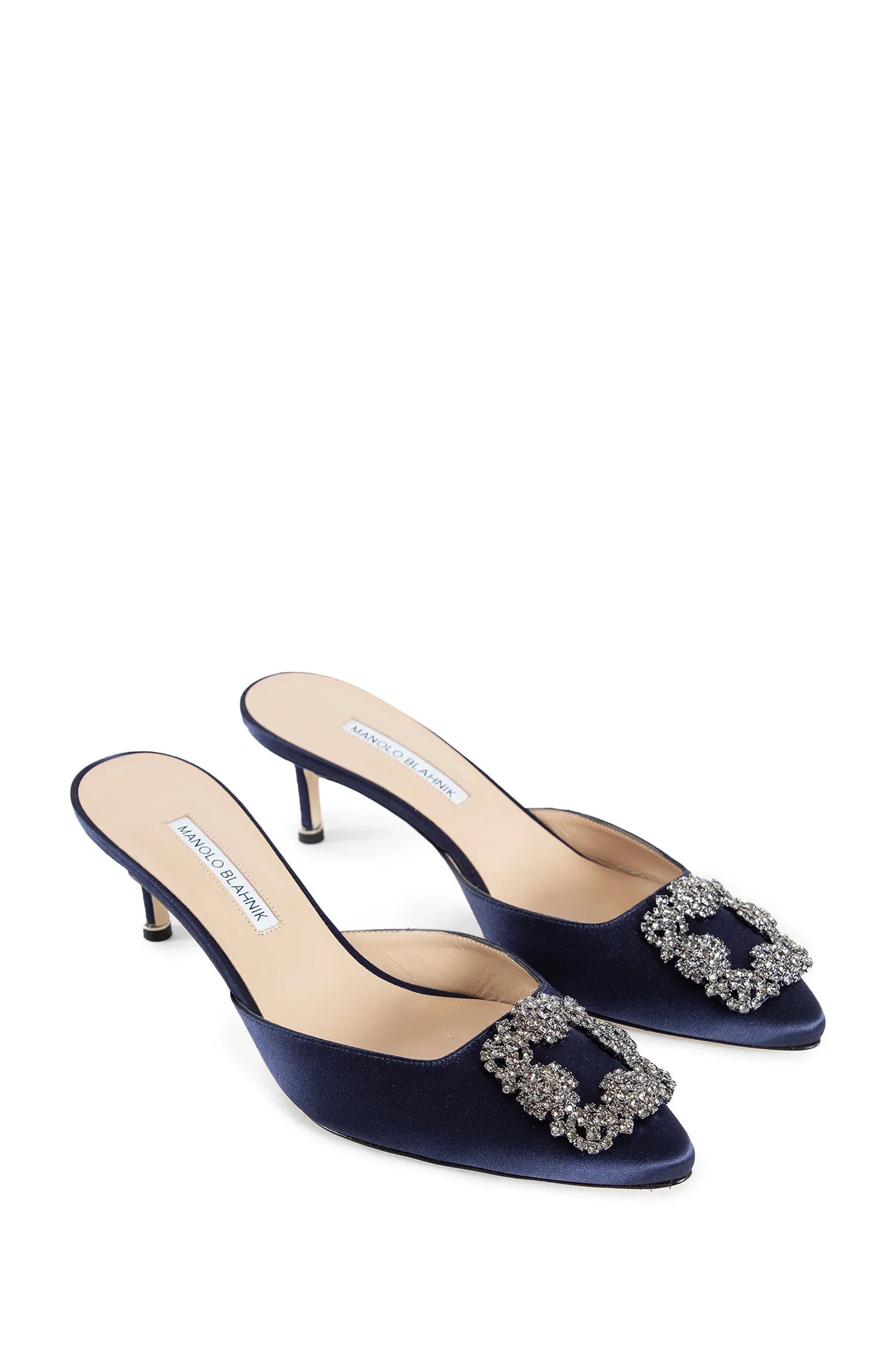 Hangisi Satin Jewel Buckle Mules - Antonioli.eu