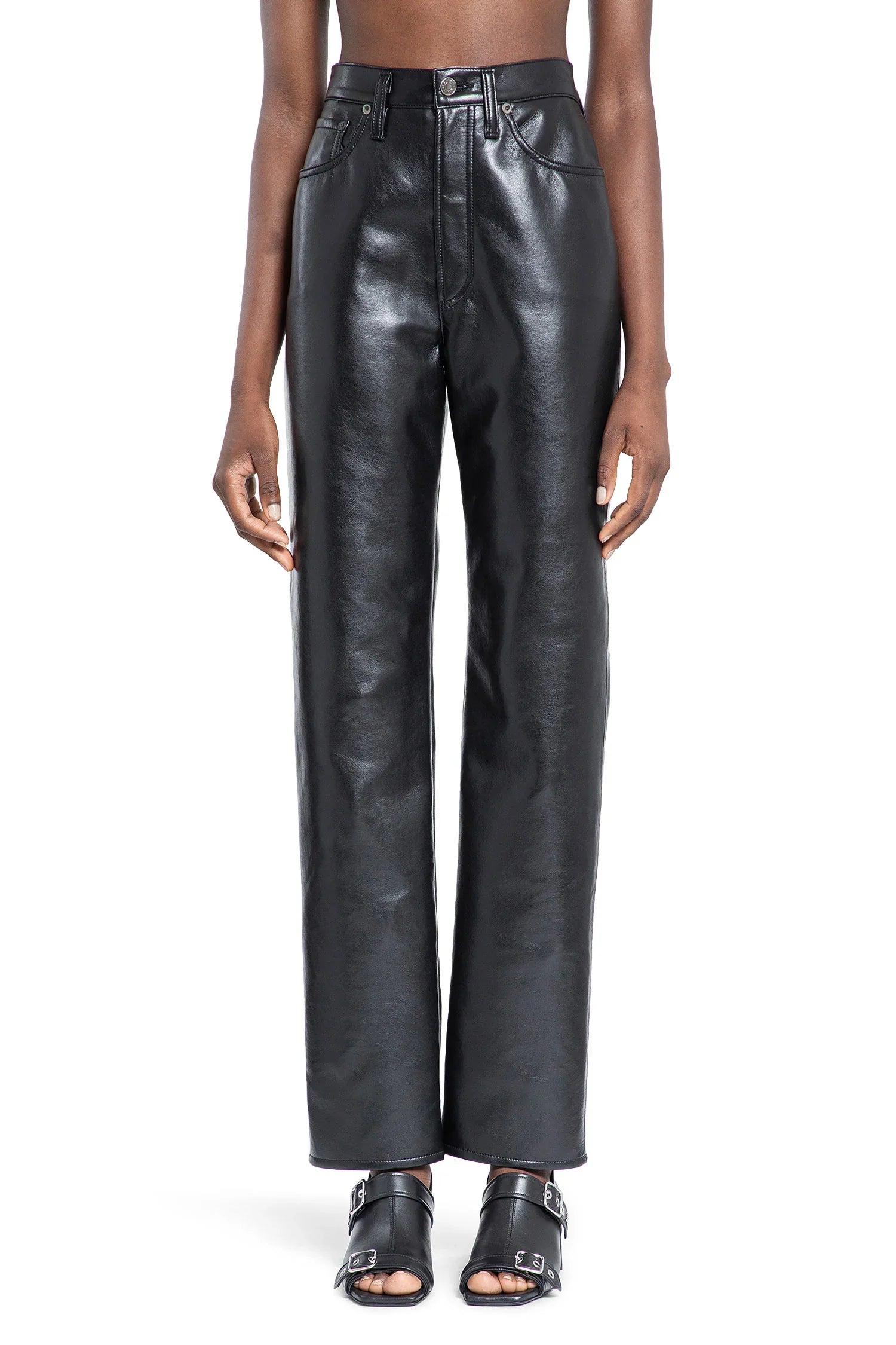 90's Pinch Waist Long Straight Trousers - Antonioli.eu