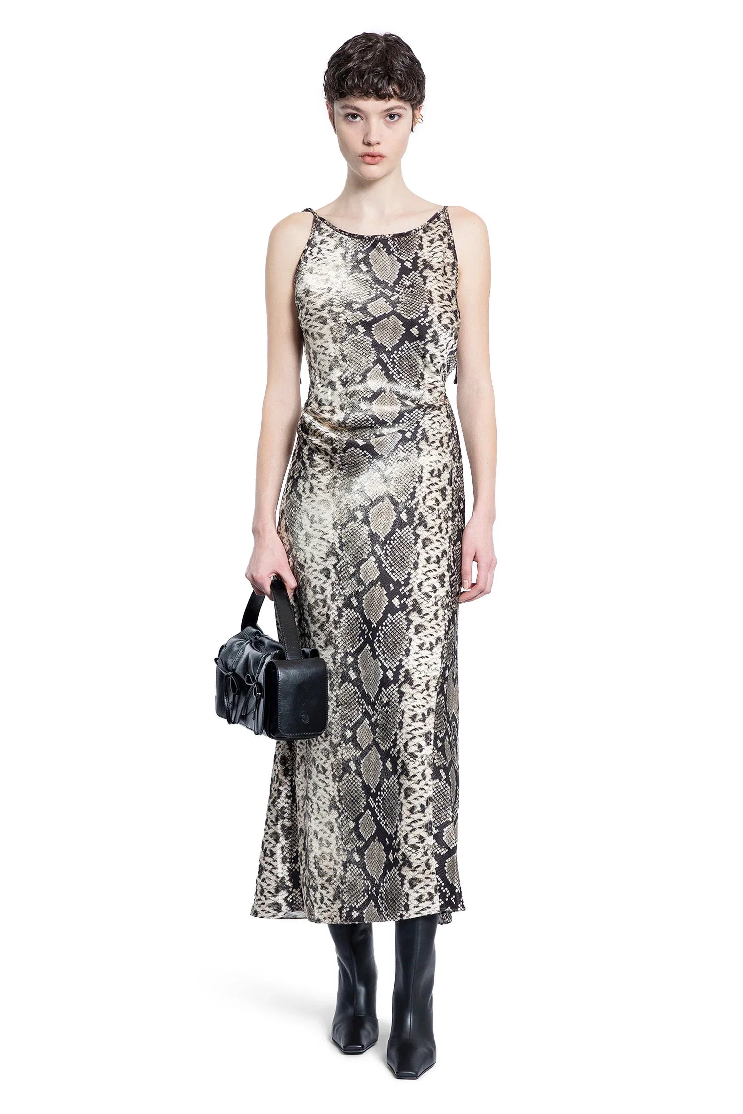 Fluid Satin Python Print Dress - Antonioli.eu