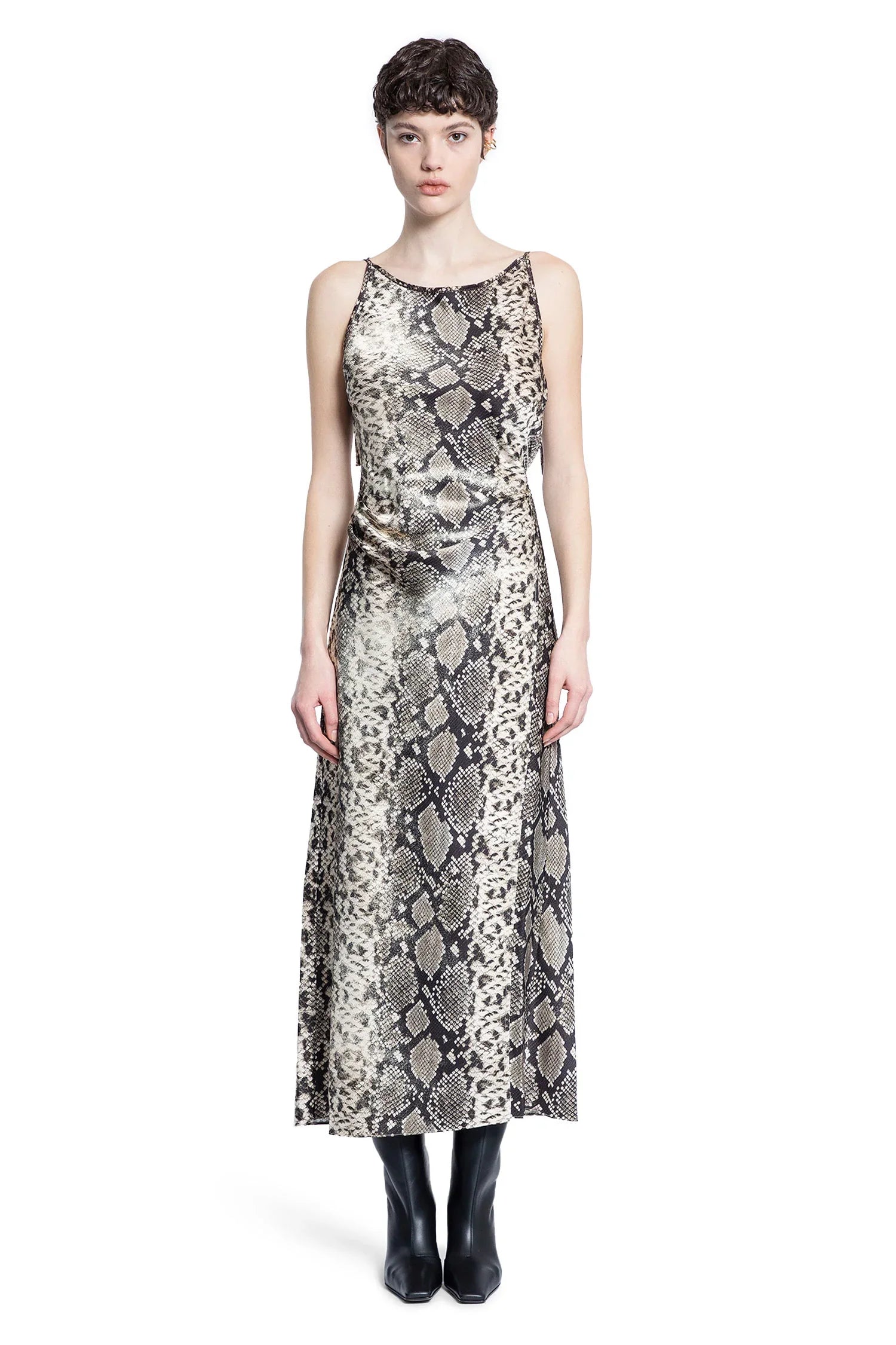 Fluid Satin Python Print Dress - Antonioli.eu