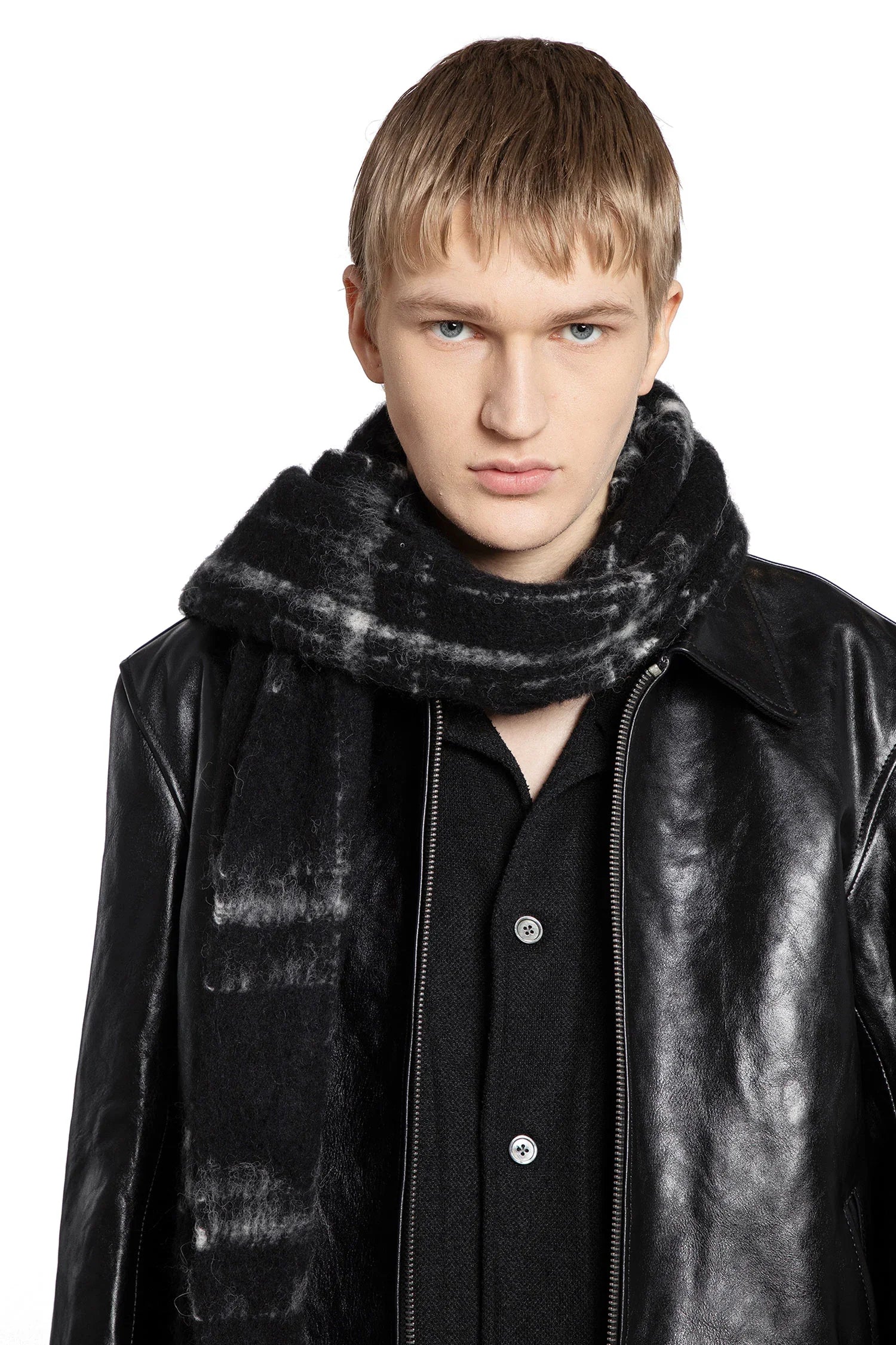 Fuzzy Alpaca Check Estate Scarf - Antonioli.eu