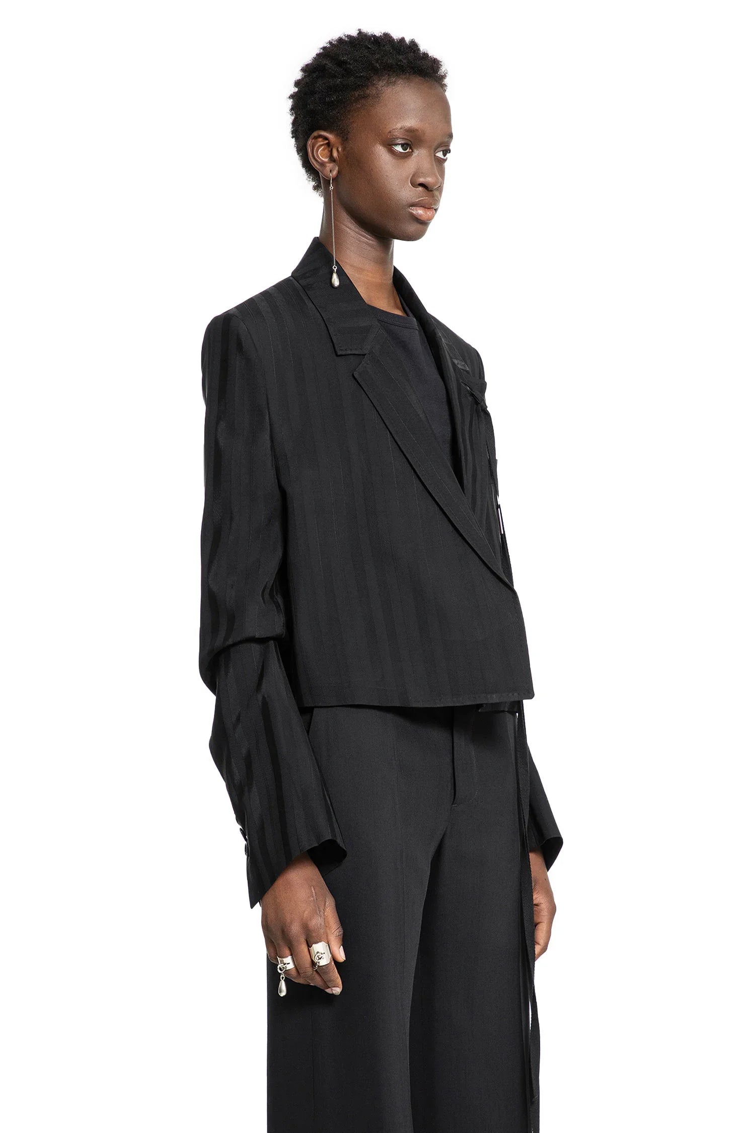 Inge Cropped Blazer in Striped Viscose - Antonioli.eu