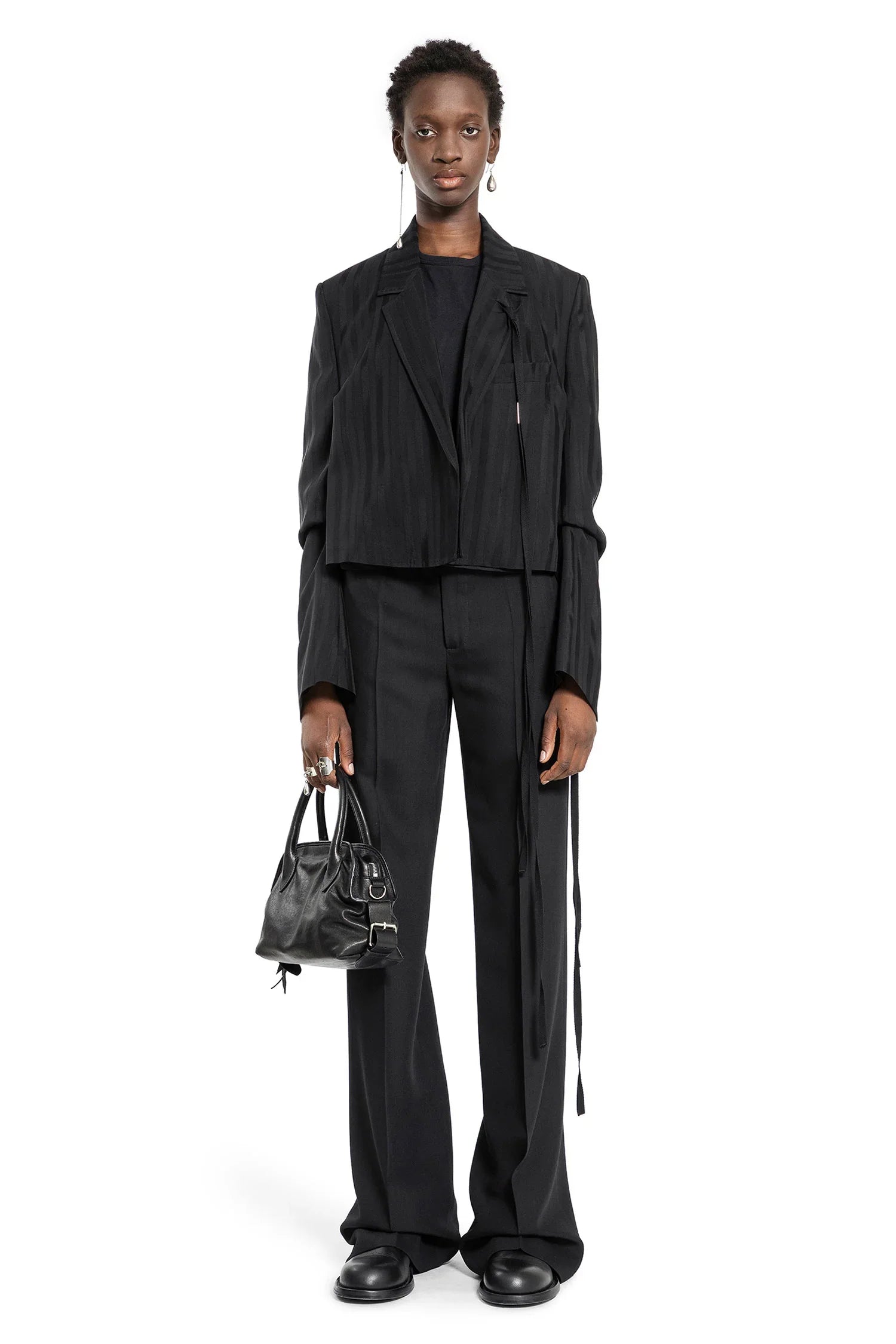 Inge Cropped Blazer in Striped Viscose - Antonioli.eu