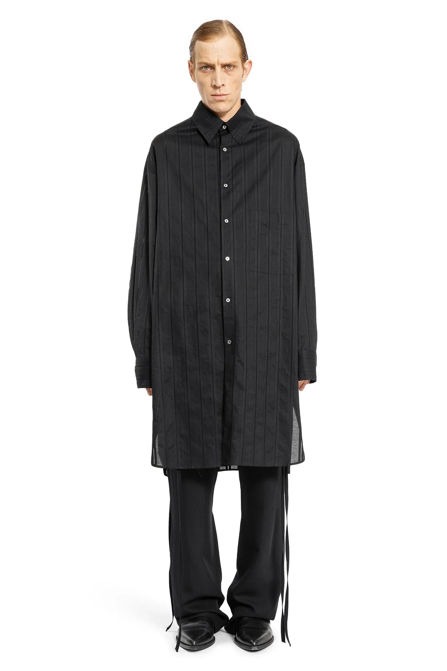 Dagbart Long Shirt in À Jour Cotton Poplin - Antonioli.eu